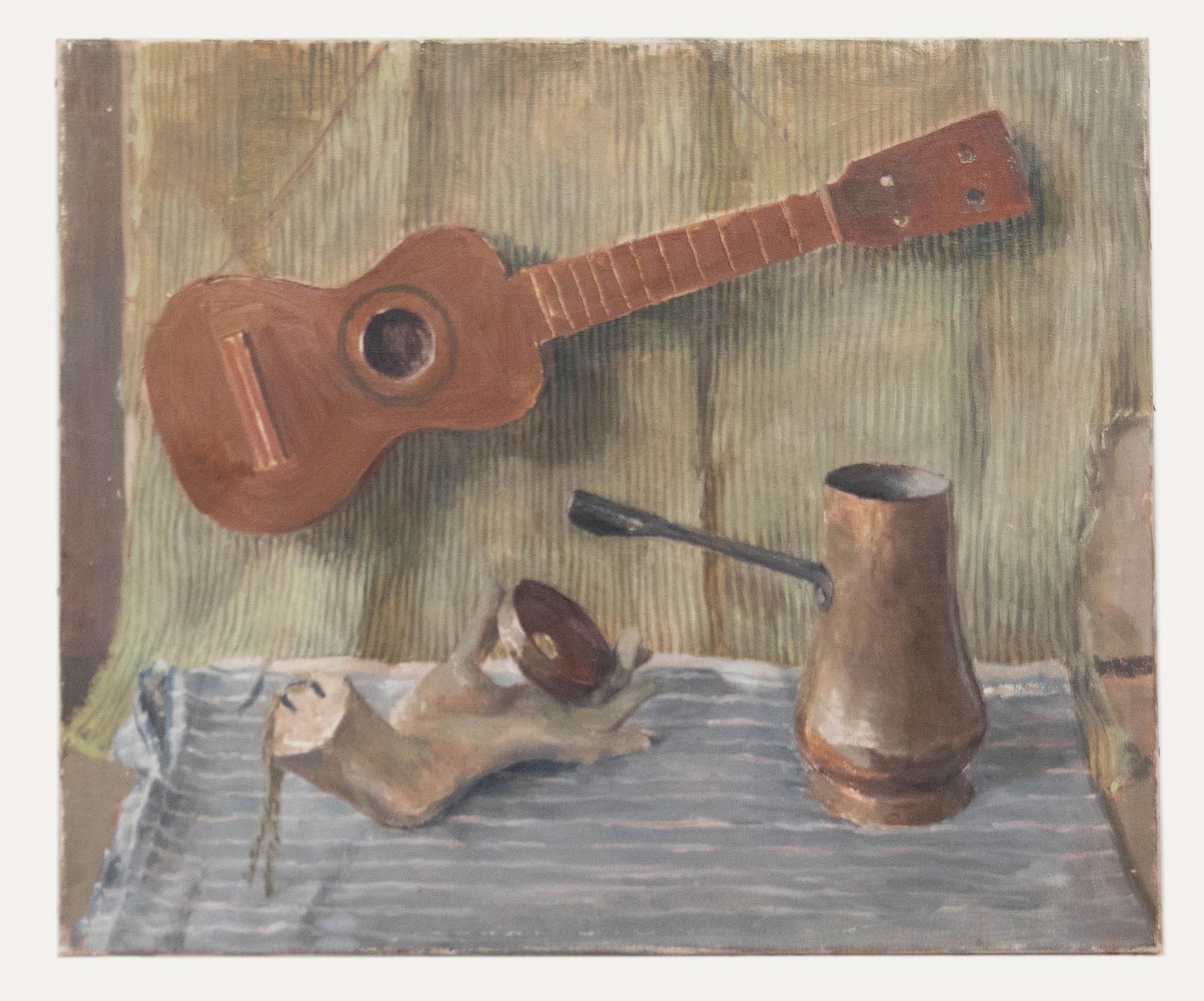 P. McGinn - Mid 20th Century Oil, Still Life with Ukulele - Painting by Unknown