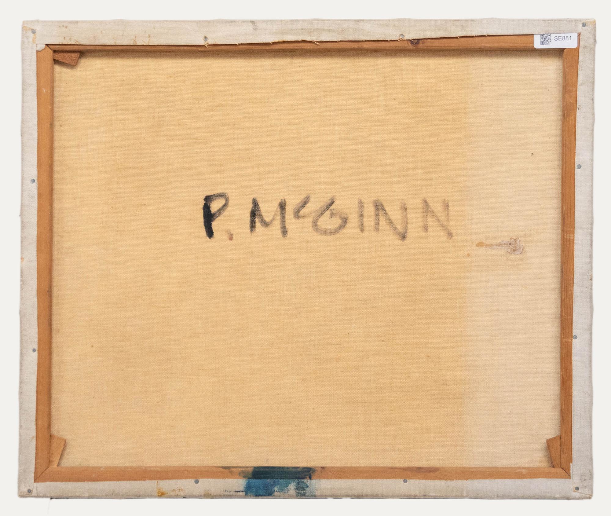 P. McGinn - Still life of mixed objects to include a ukulele. Signed verso. On canvas on stretchers.