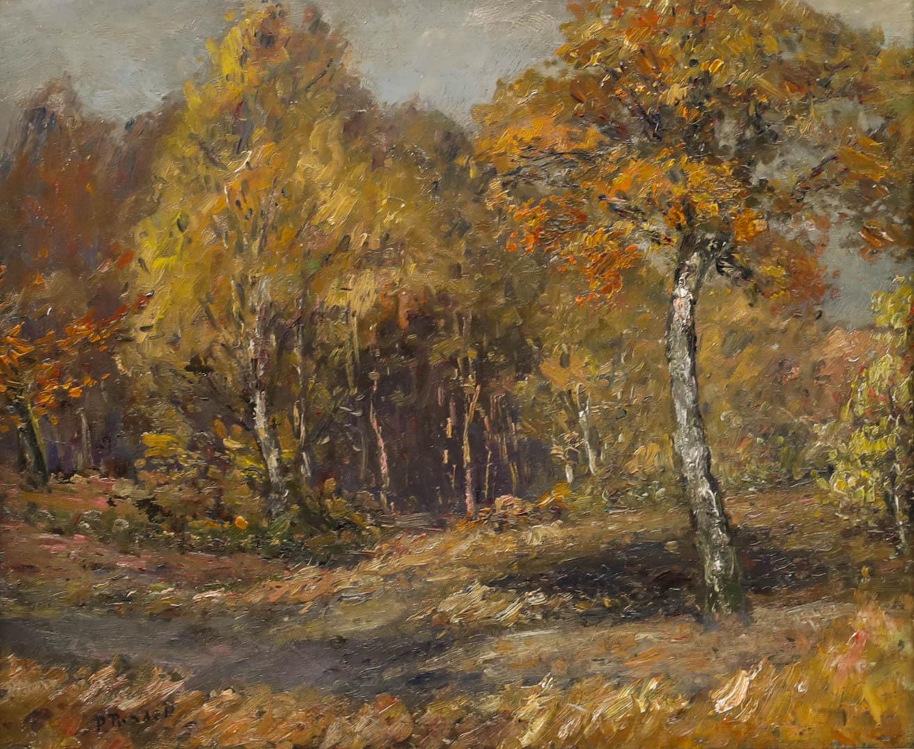 P. Randell - Gerahmtes Ölgemälde, Farbtöne des Herbstes, Mitte des 20. Jahrhunderts – Painting von Unknown