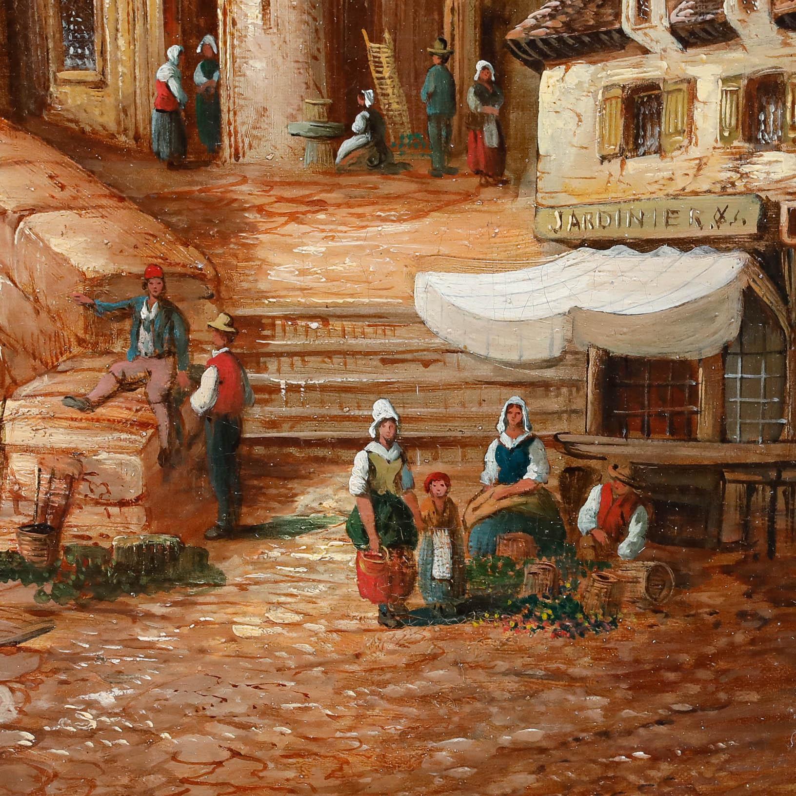 P. Slater  - Continental School 19th Century Oil, View of The Cathedral For Sale 1