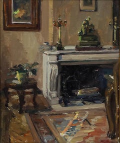 P. W. Adam - Framed Mid 20th Century Oil, Interior Study with Garniture