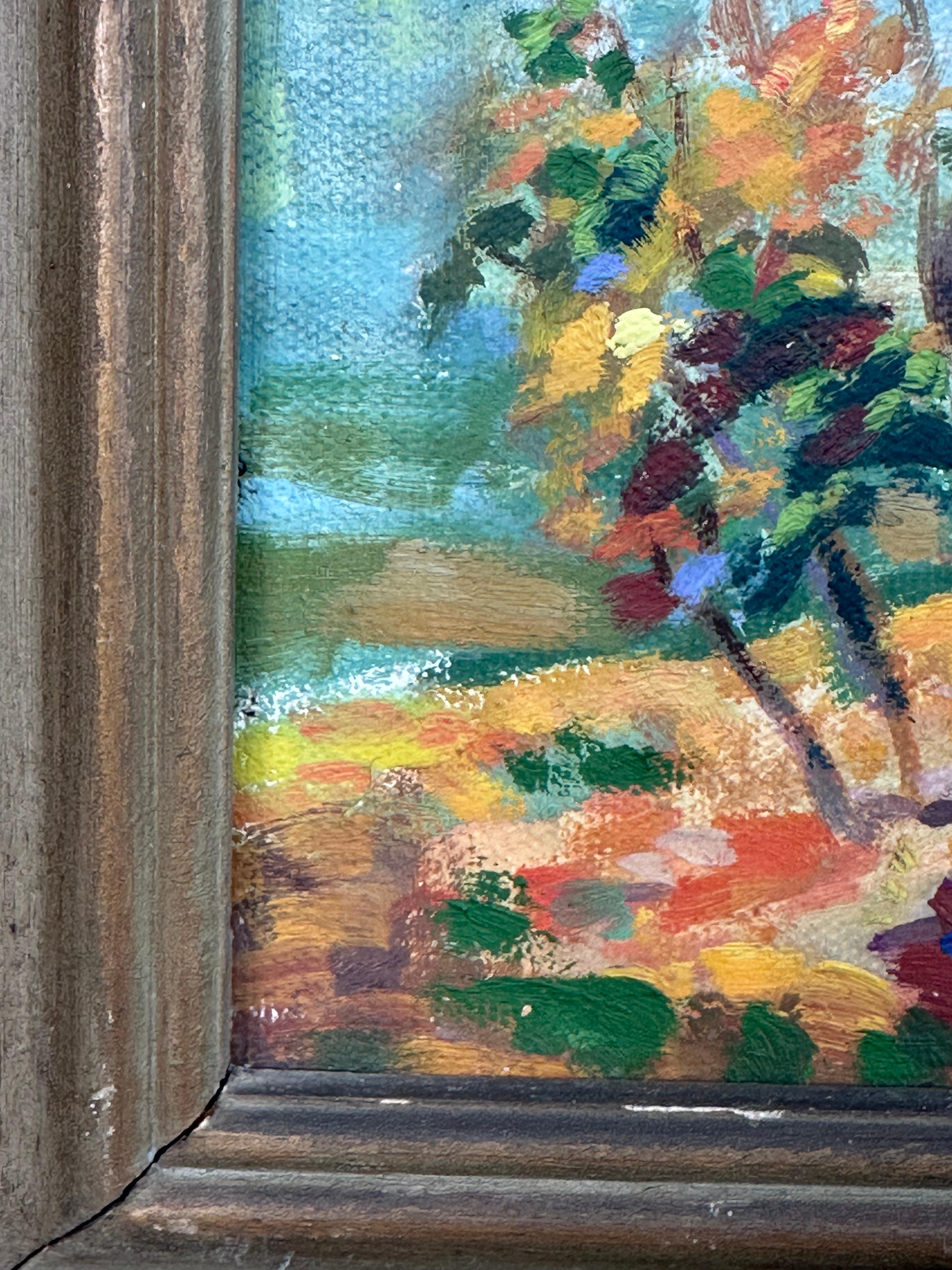 PA American Impressionist Bucks CO. Covered Bridge Landscape Oil Painting For Sale 1