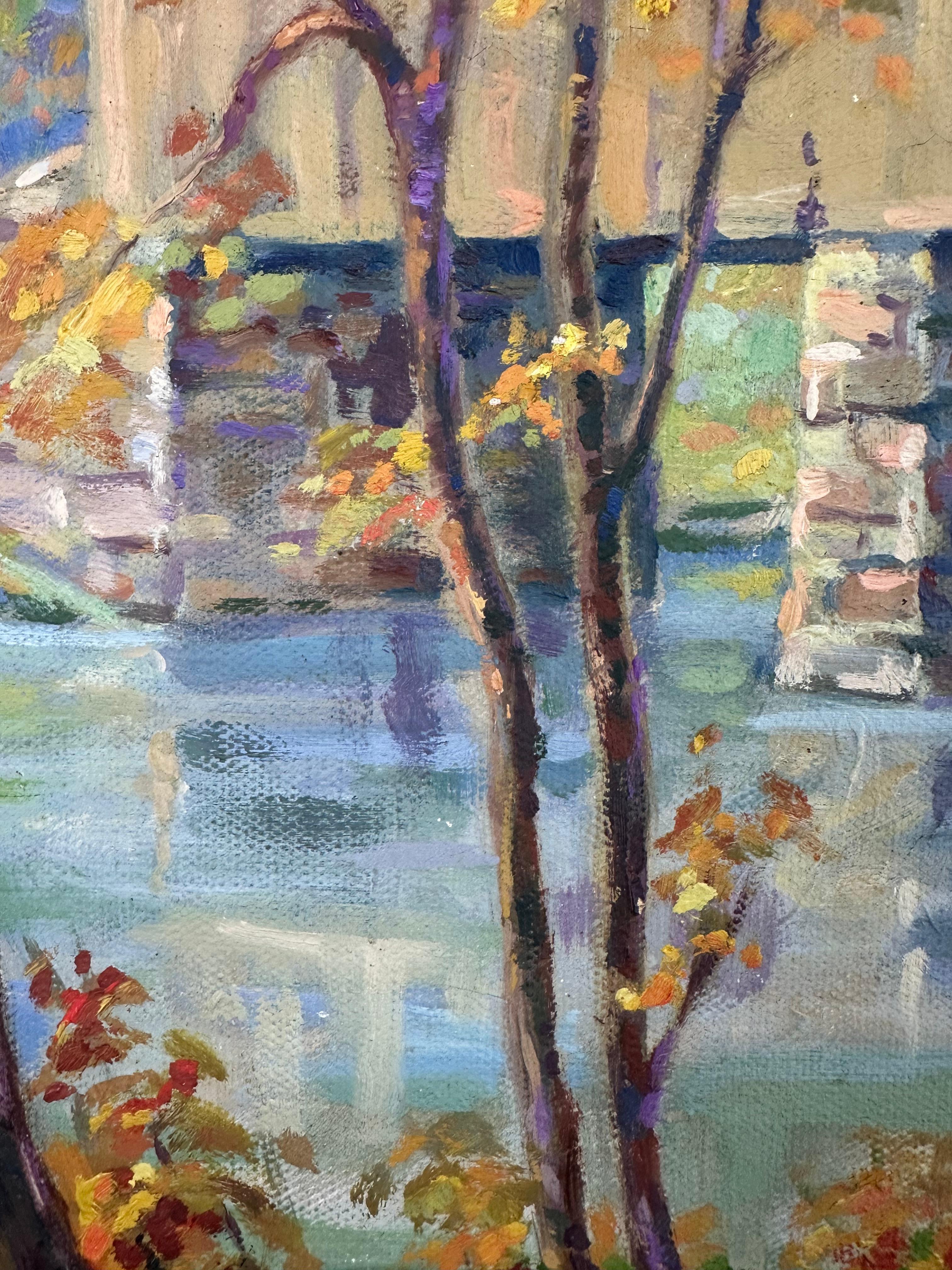 PA American Impressionist Bucks CO. Covered Bridge Landscape Oil Painting For Sale 5