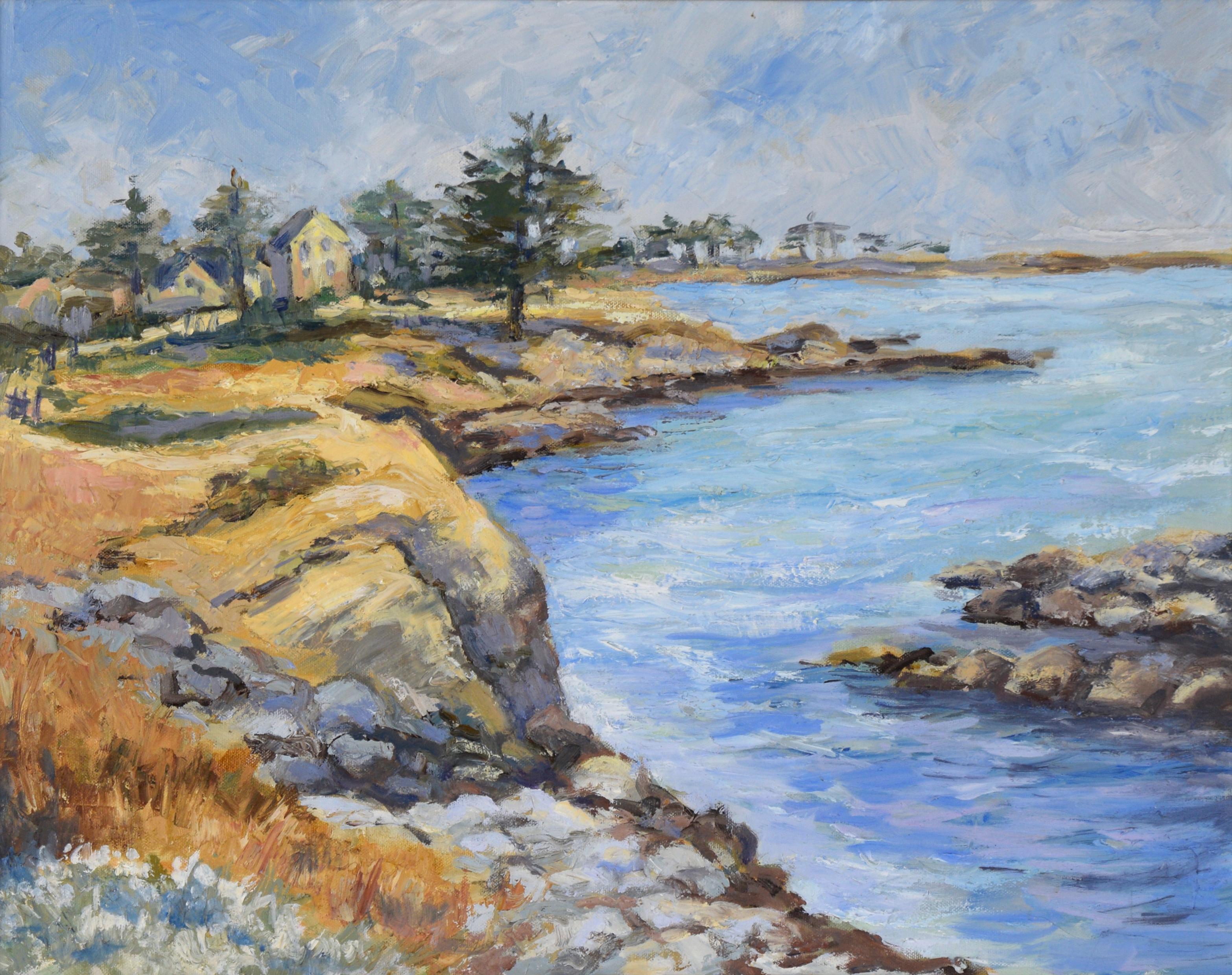 Pacific Grove - Coastal Seascape in Oil on Canvas - Painting by Unknown