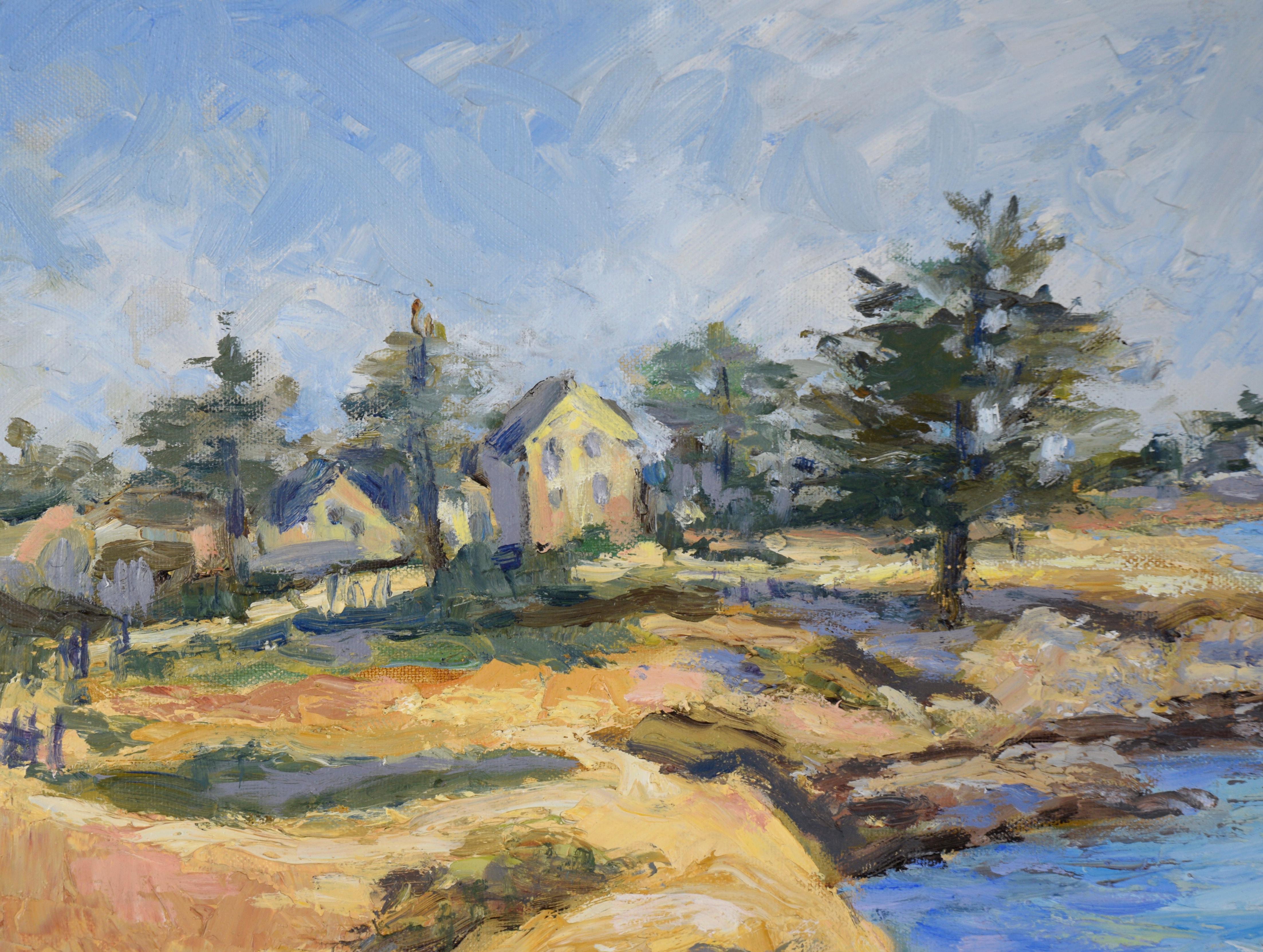 Pacific Grove - Coastal Seascape in Oil on Canvas - Impressionist Painting by Unknown