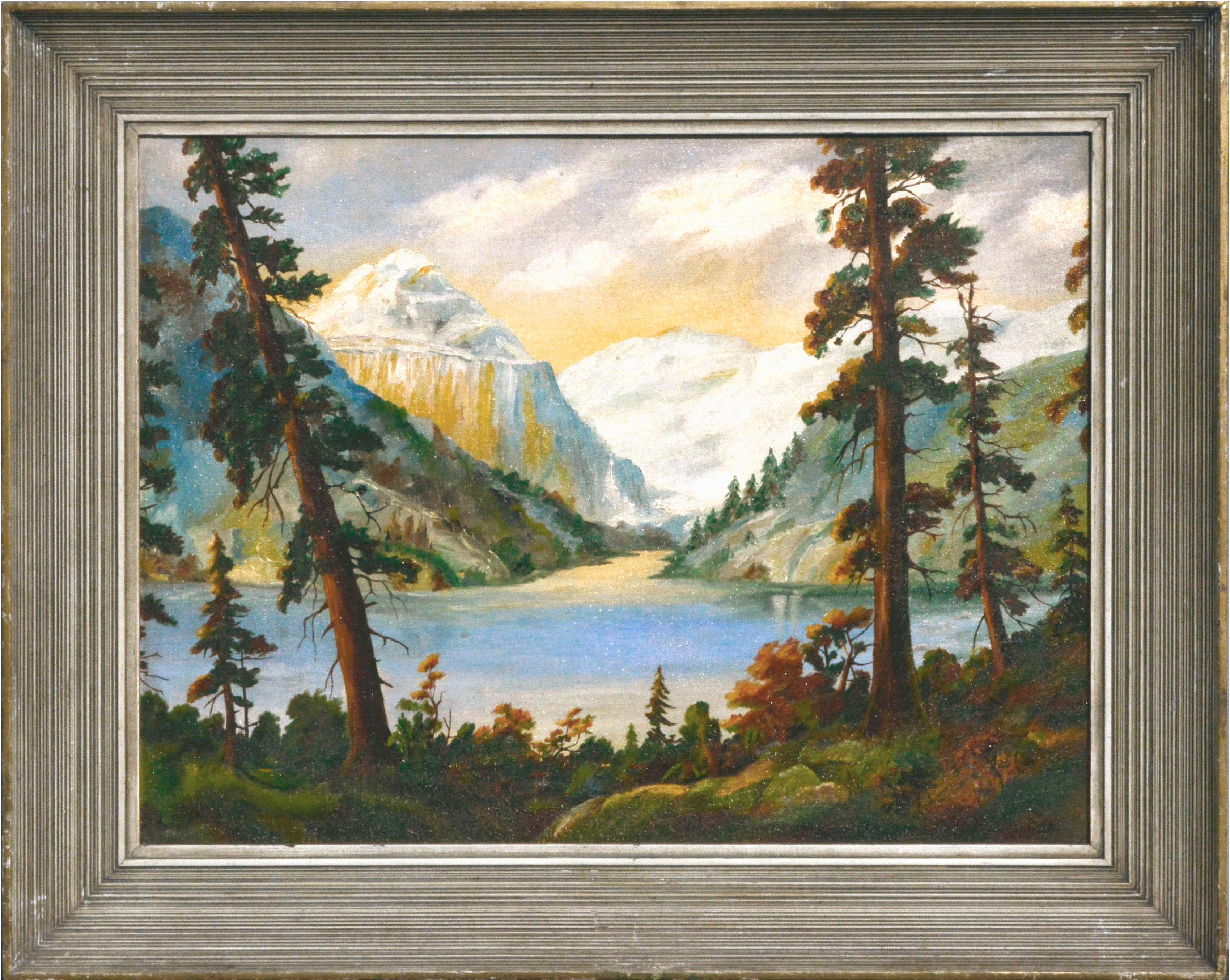 Unknown Landscape Painting - Pacific Northwest Landscape of Lake Louise in Banff National Park