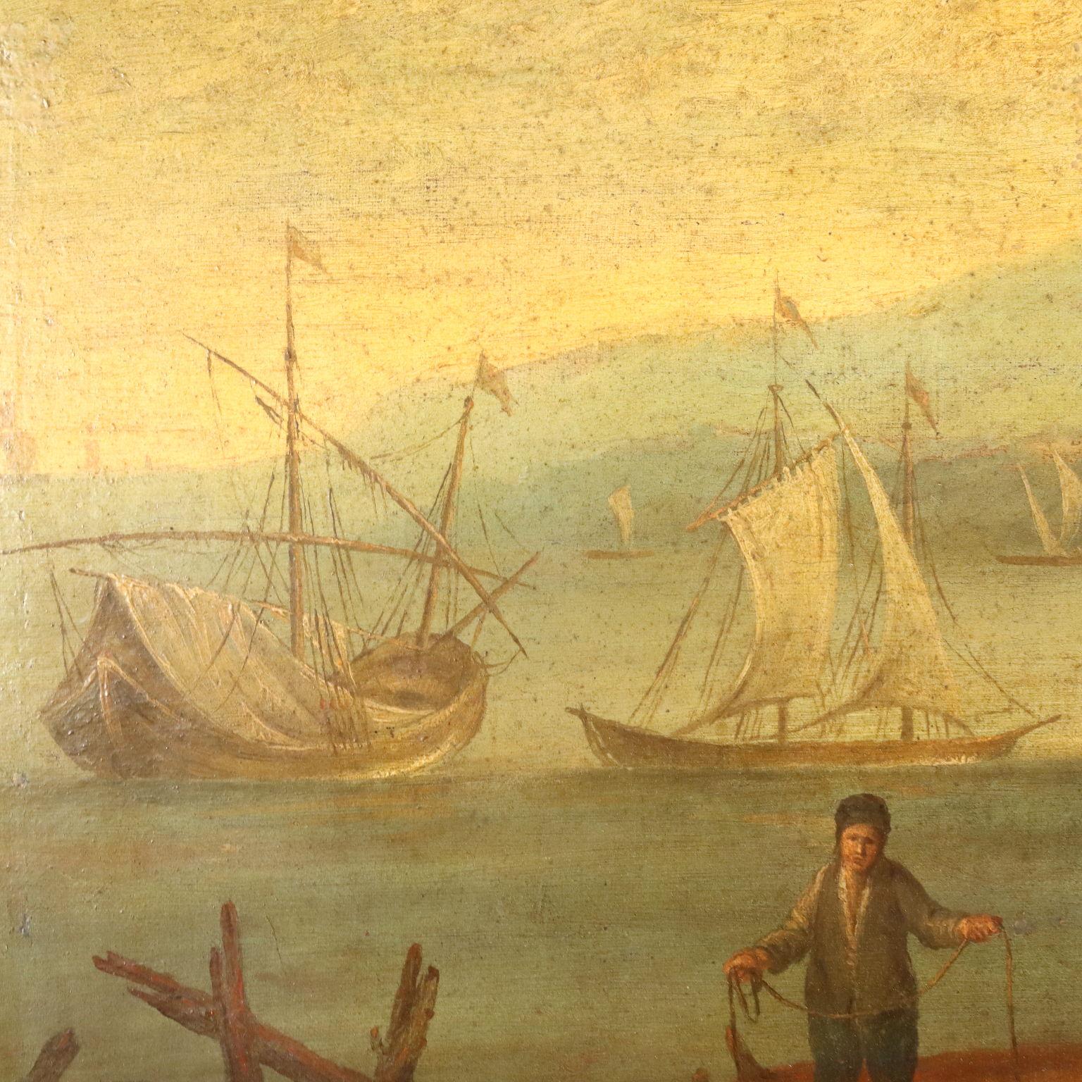 Seascape with Figures Oil on canvas '700  For Sale 2