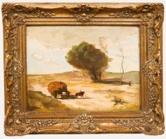 Pagis After Corot - Framed Early 20th Century Oil, A Small Wagon in the Dunes