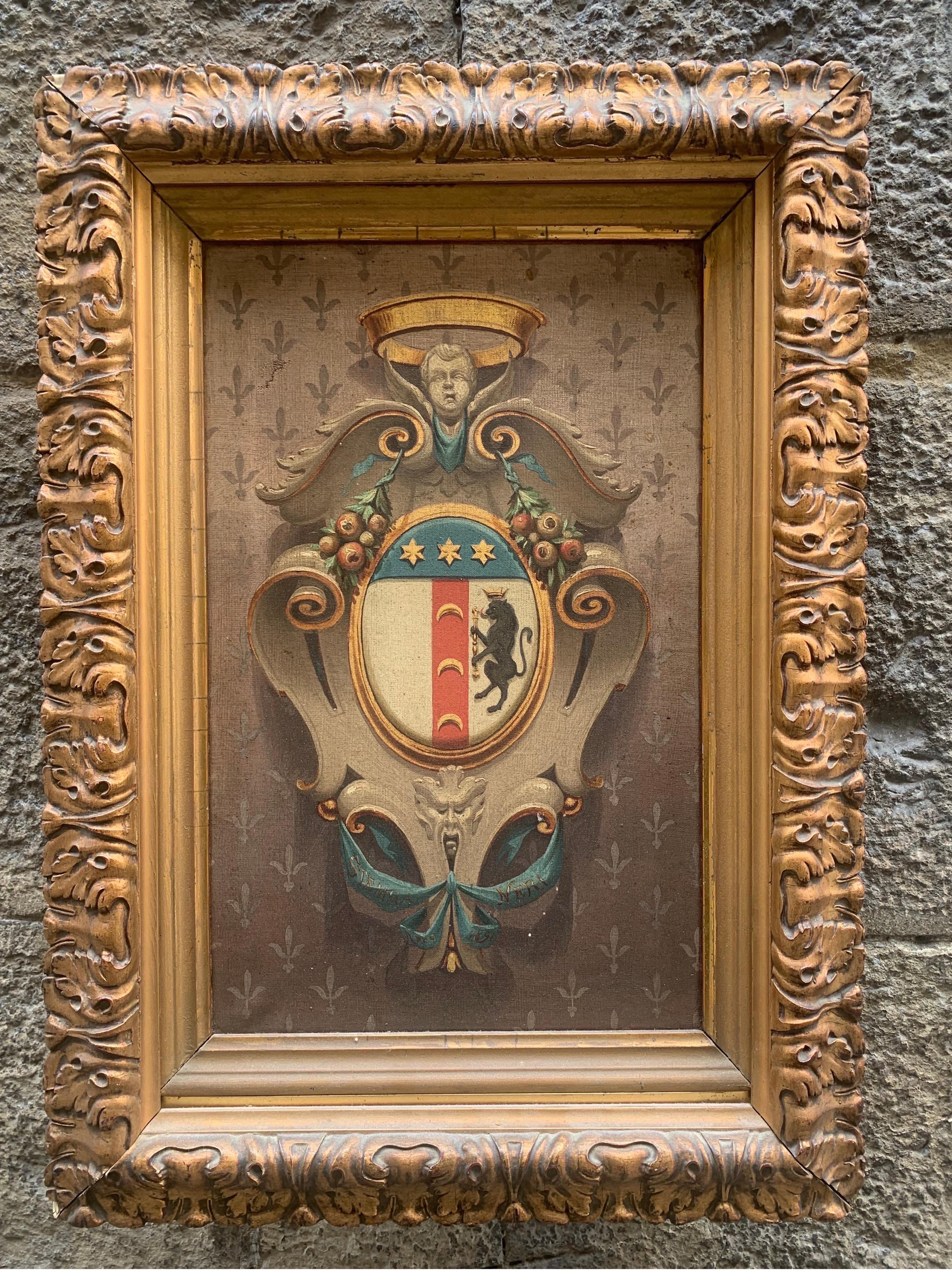 Painted  Coat Of Arms With The Neri Family. Year 1891. - Painting by Unknown
