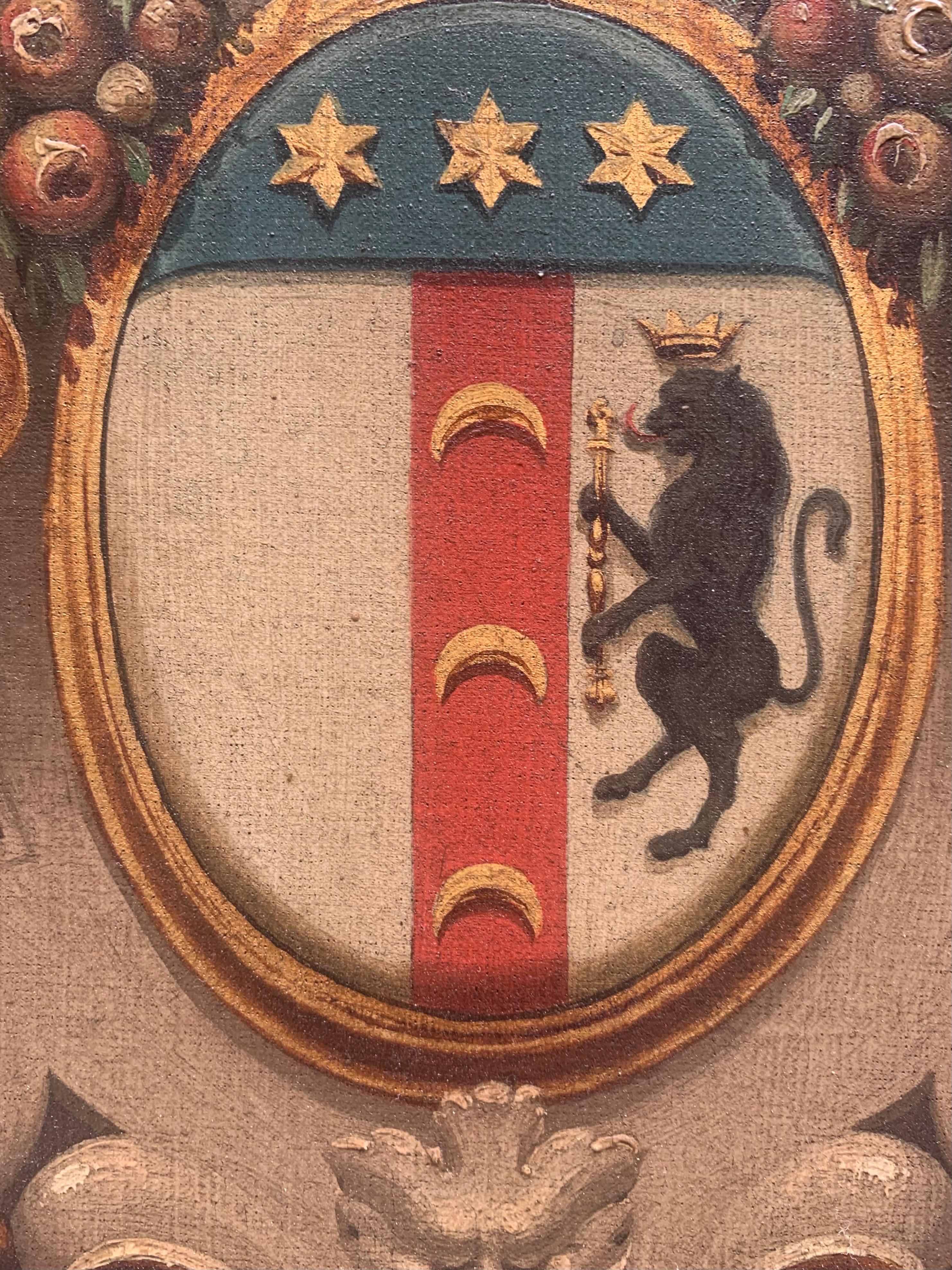 Painted  Coat Of Arms With The Neri Family. Year 1891. - Art Nouveau Painting by Unknown