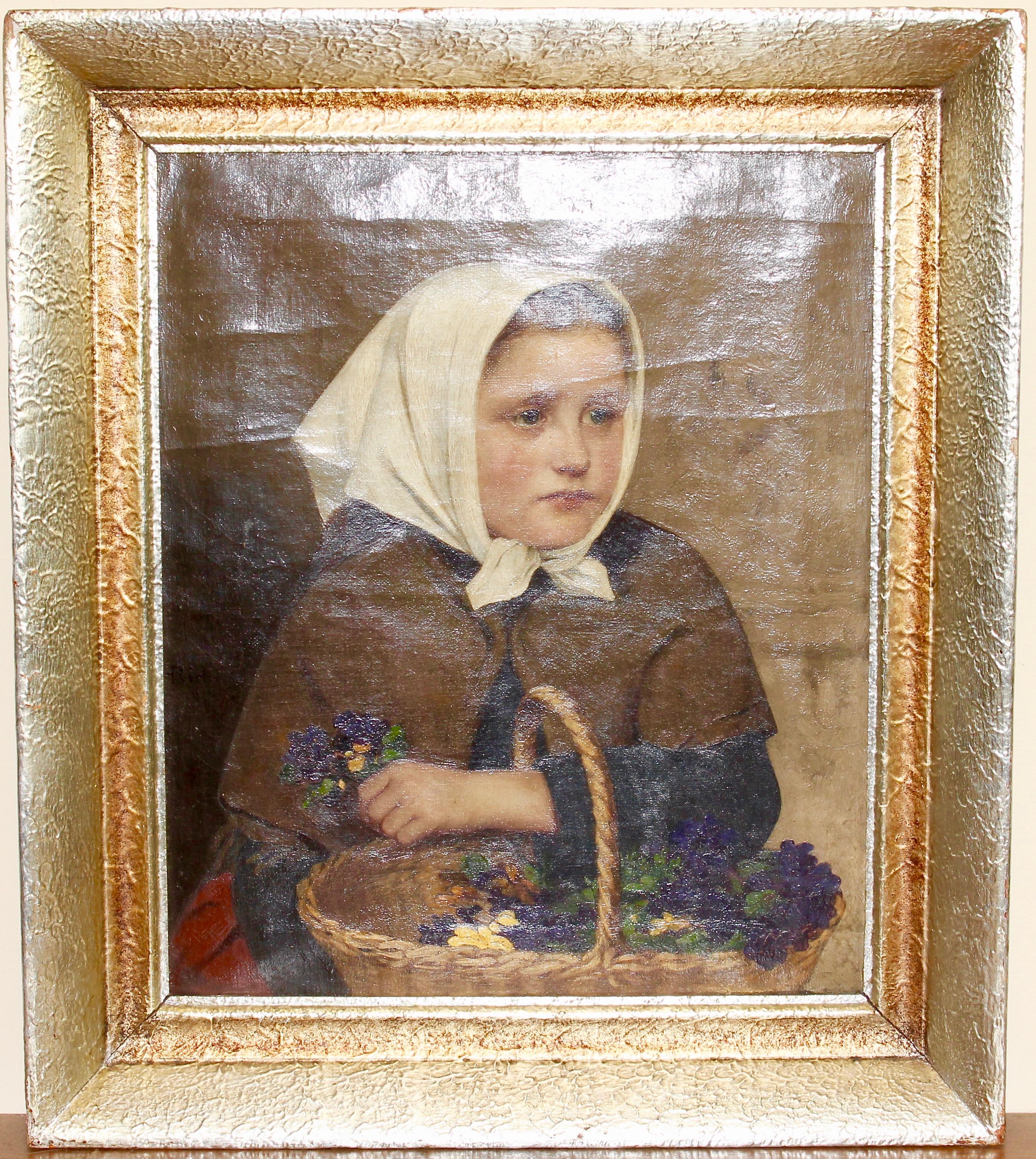 young girl with a flower basket