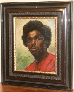 Painting, 19th Century, Portrait of an African Boy, signed, oil on canvas.