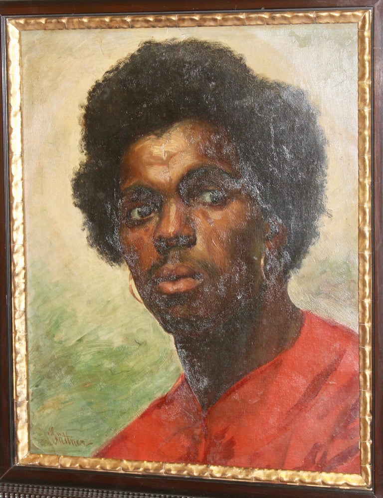 Painting, 19th Century, Portrait of an African Boy, signed, oil on canvas. For Sale 1