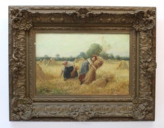 Painting Depicting a Couple Harvesting Hay