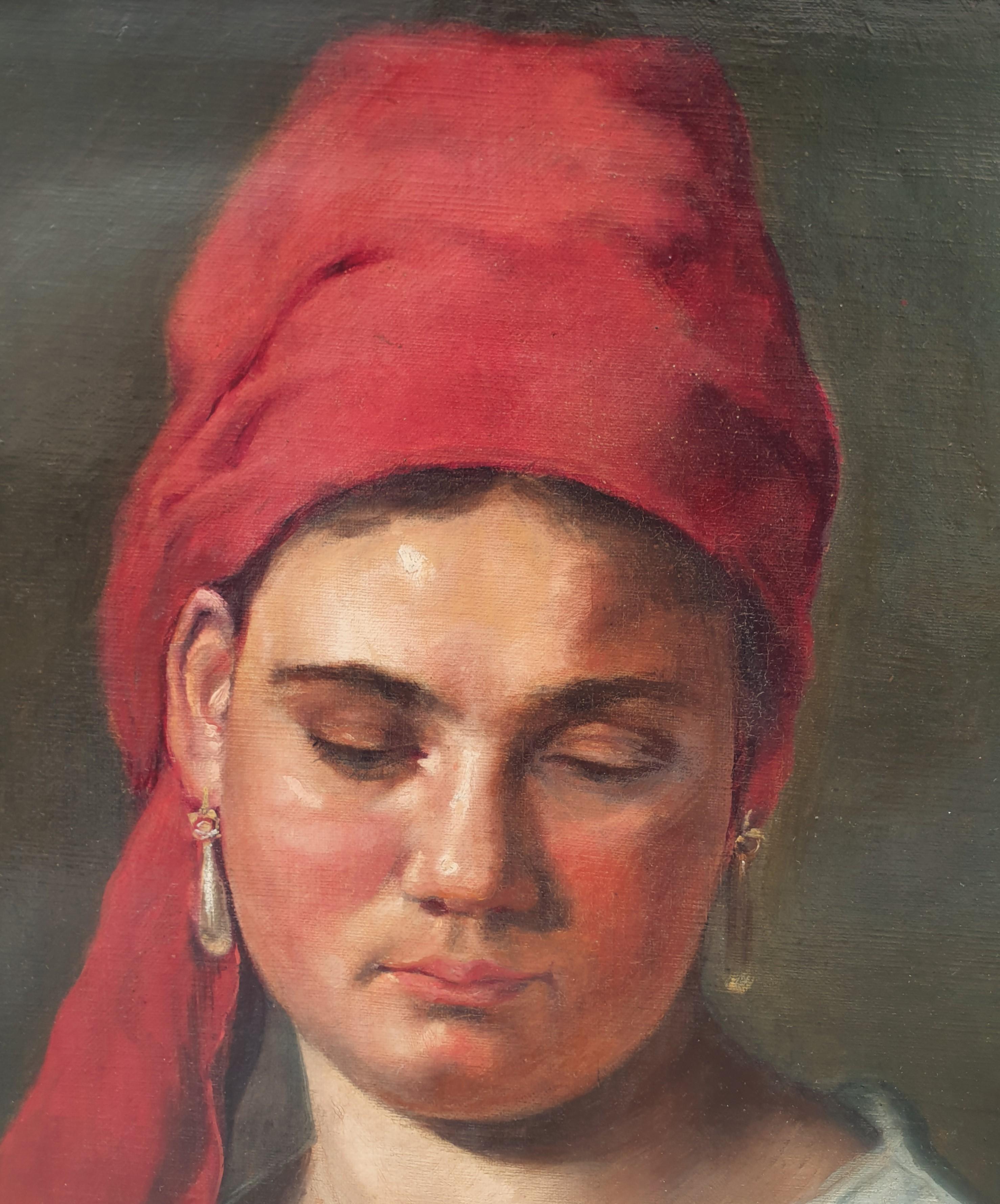 Pittura Europa orientale Scuola realista XIX secolo ritratto zingaro turbante - Painting Realismo di Unknown