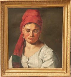 Pittura Europa orientale Scuola realista XIX secolo ritratto zingaro turbante