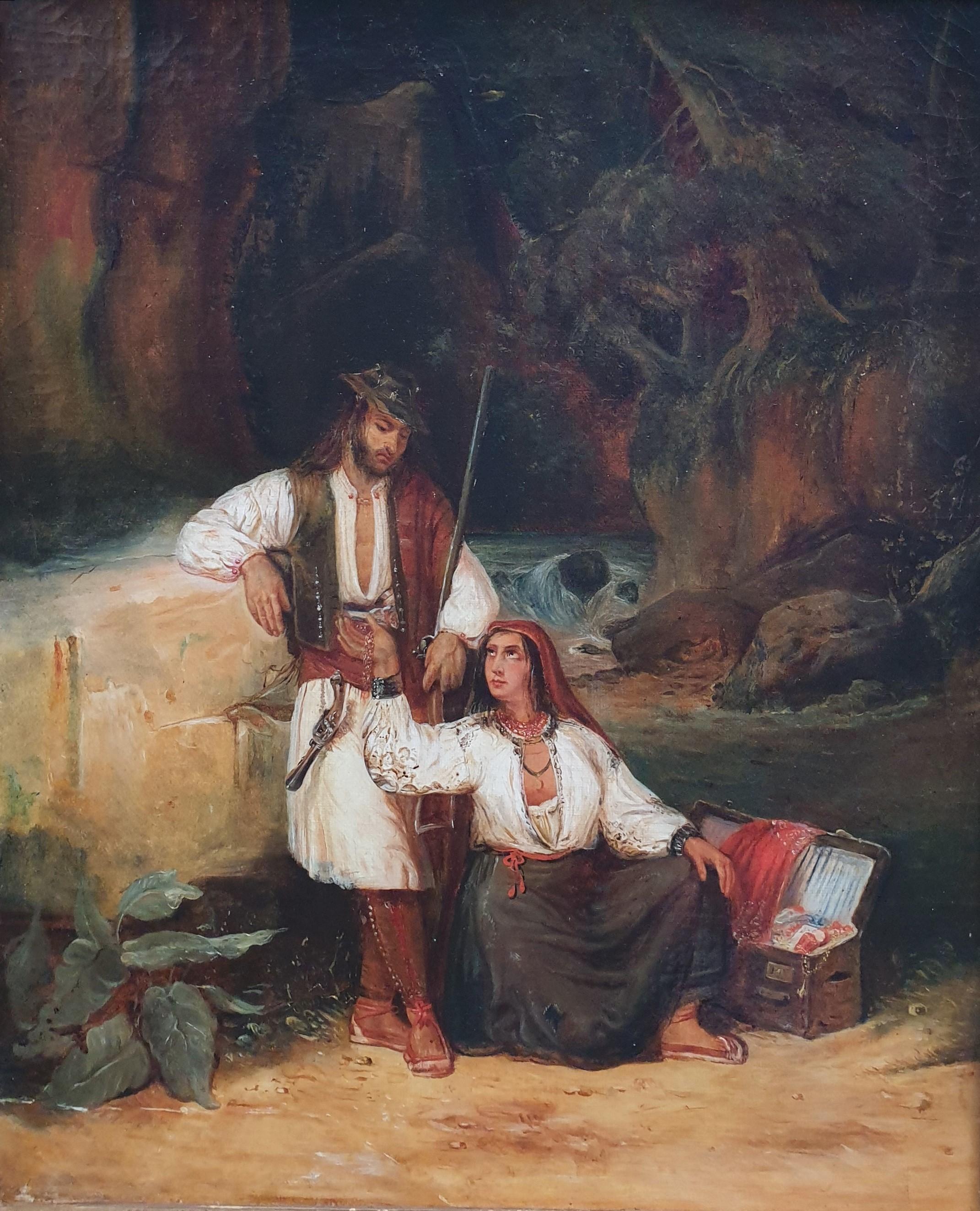 Gemälde Französische Schule Romantisches italienisches Bandit 1820 1830 JOLLIVET 19. Jahrhundert – Painting von Unknown