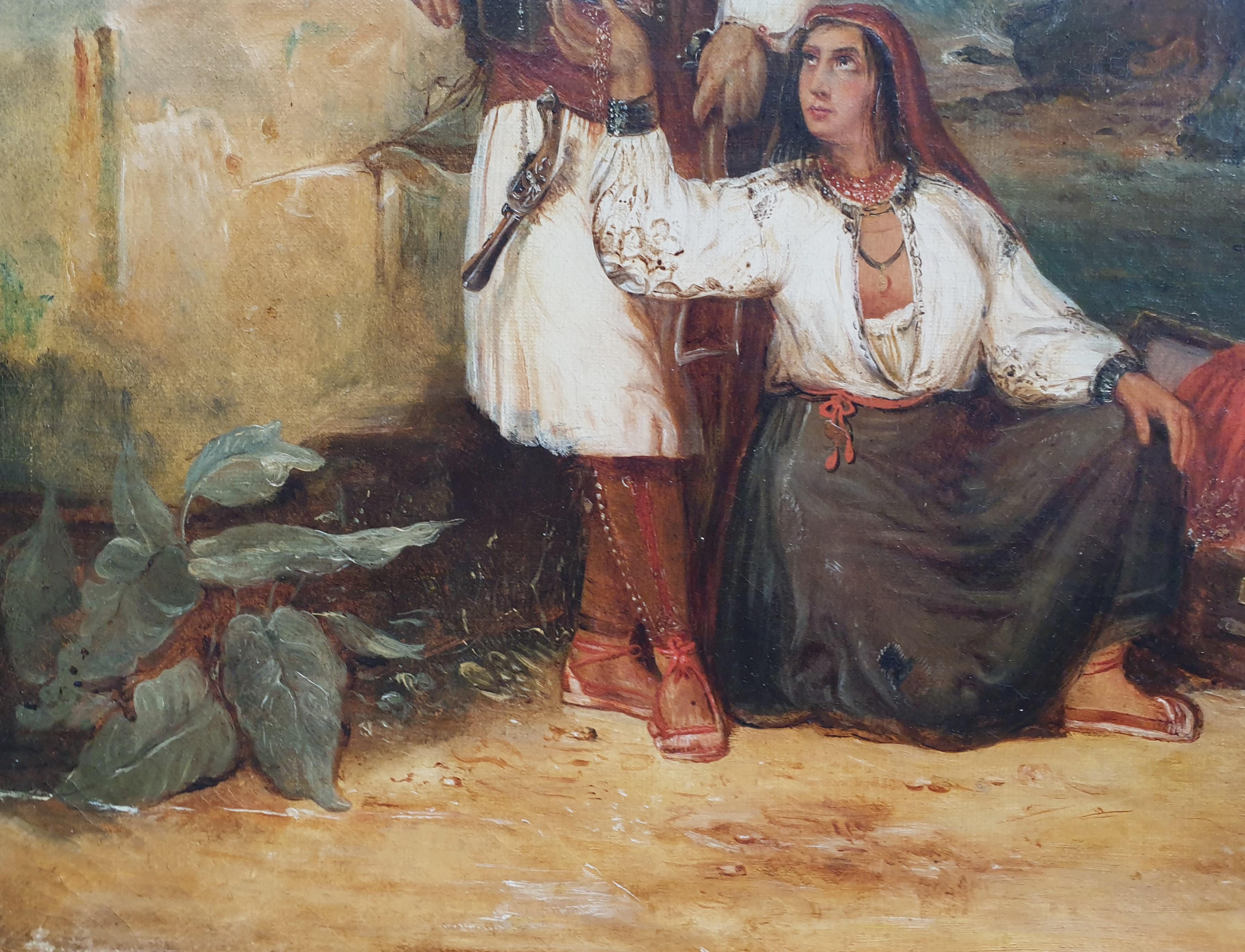 Pintura escuela francesa romántica bandido italiano 1820 1830 JOLLIVET XIX - Painting Romántico de Unknown