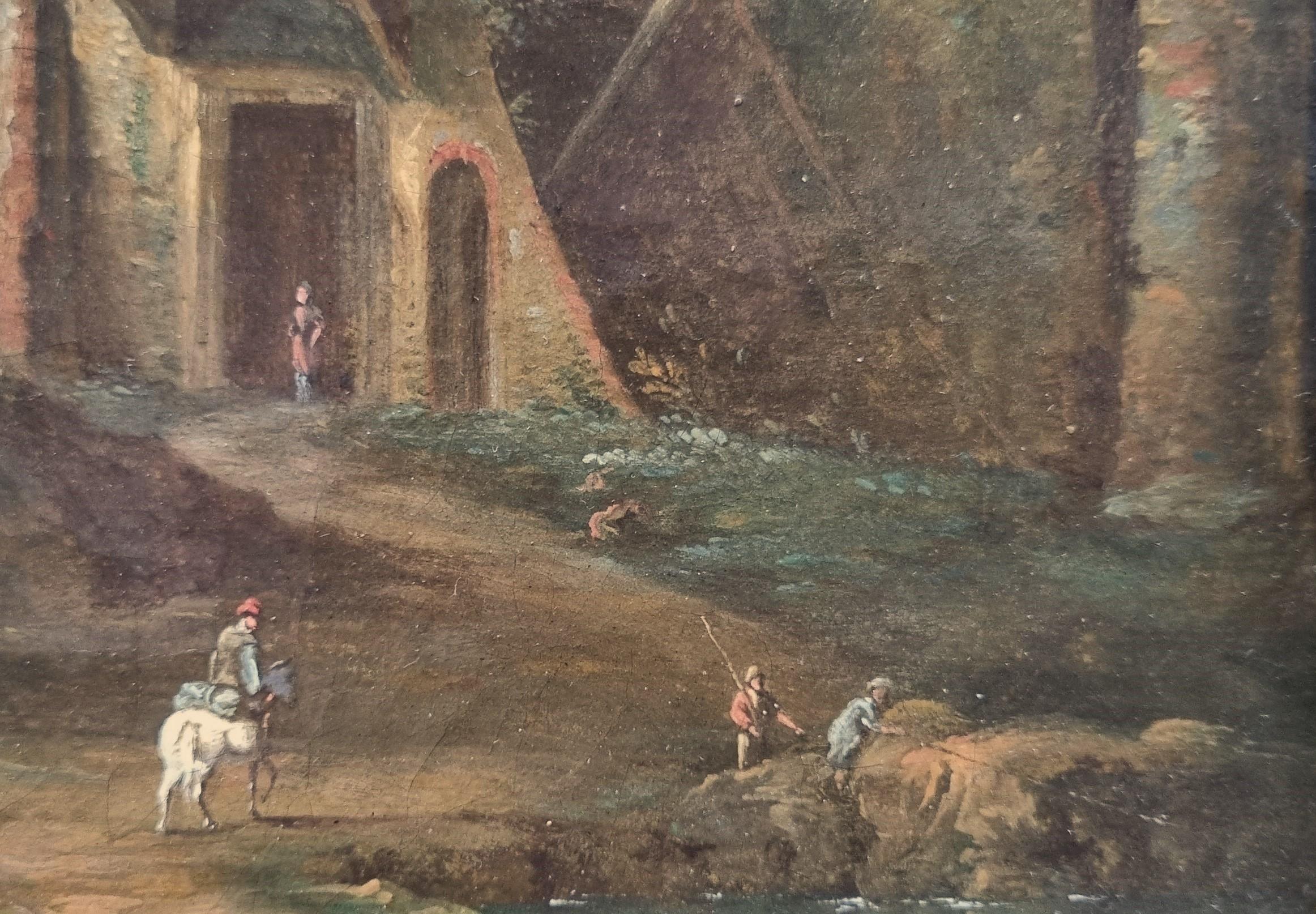 Escuela francesa o italiana del siglo XVIII
Paisaje animado con una ruina
Óleo sobre lienzo 27 x 33 cm (34 x 40 cm con el bastidor)
Firmado y fechado abajo a la derecha 