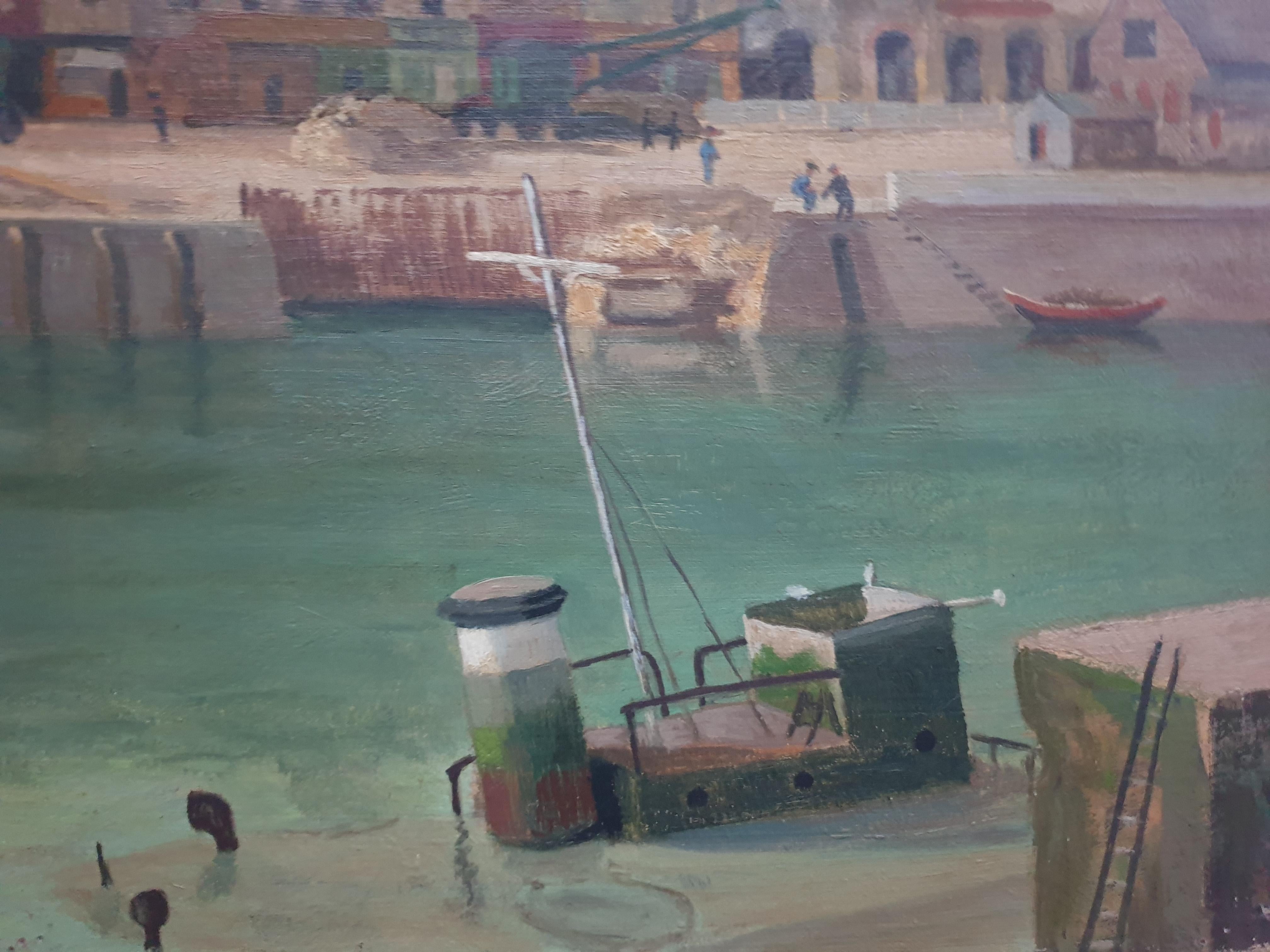Pintura francesa del siglo XX
Vista de los muelles de Dieppe, Normandía
Óleo sobre lienzo (lienzo viejo)
Situado abajo a la izquierda 
