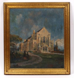 Painting of a Spanish Church in Stormy Weather