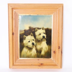 Gemälde von zwei Westie-Terriern in einer Landschaft