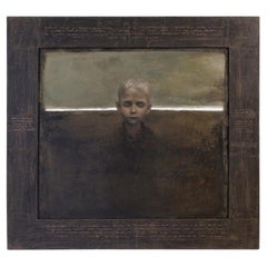 Quadro su tavola di Igor Melnikov 'Linea d'orizzonte' con cornice dipinta dall'artista