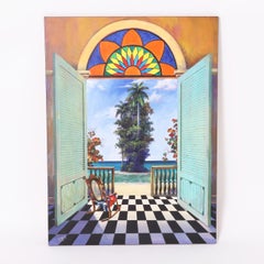 Painting on Canvas a View From a Beach House by Armando Mejia