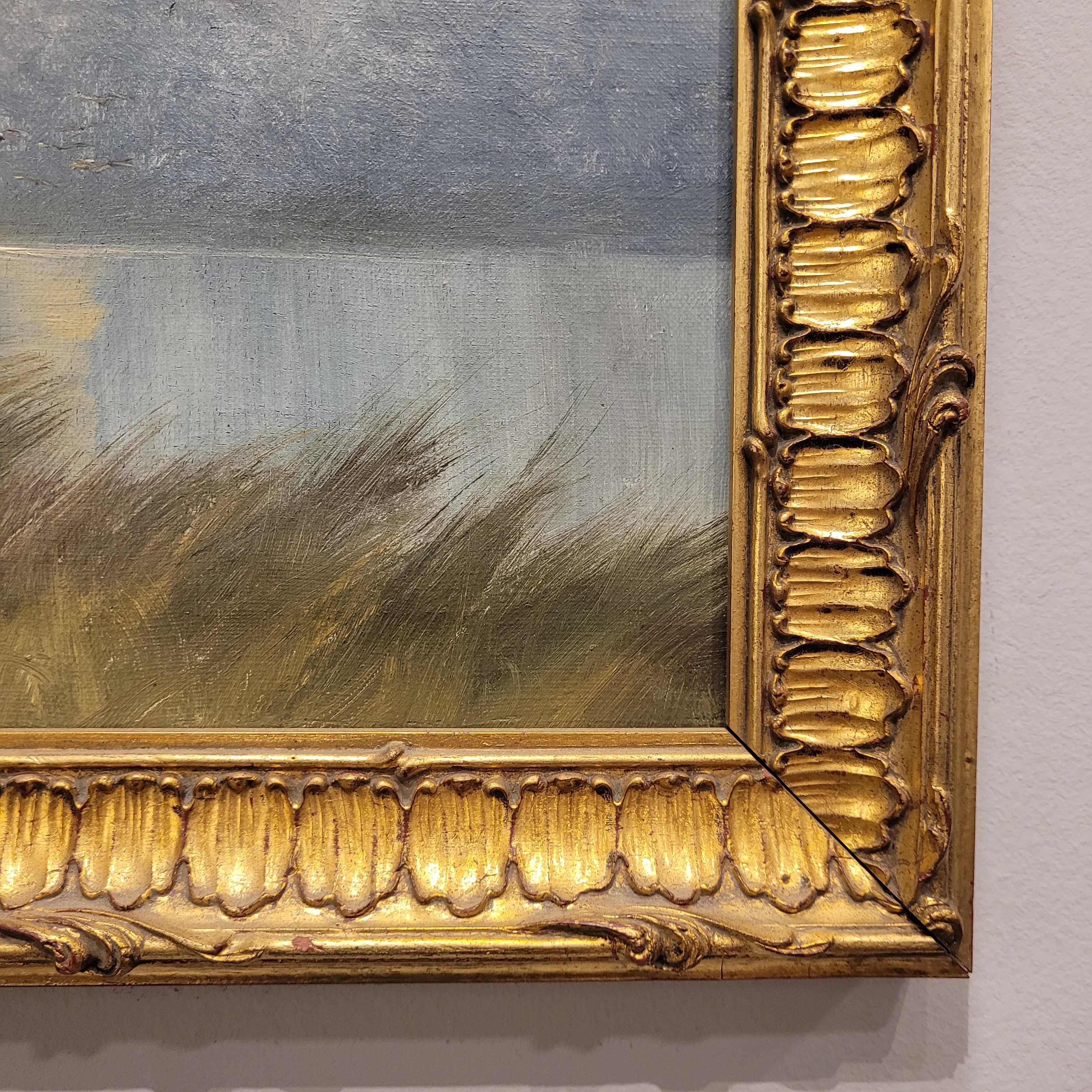 Pittura su tela Hunter by the river at dawn di M. I. Francia in vendita 5