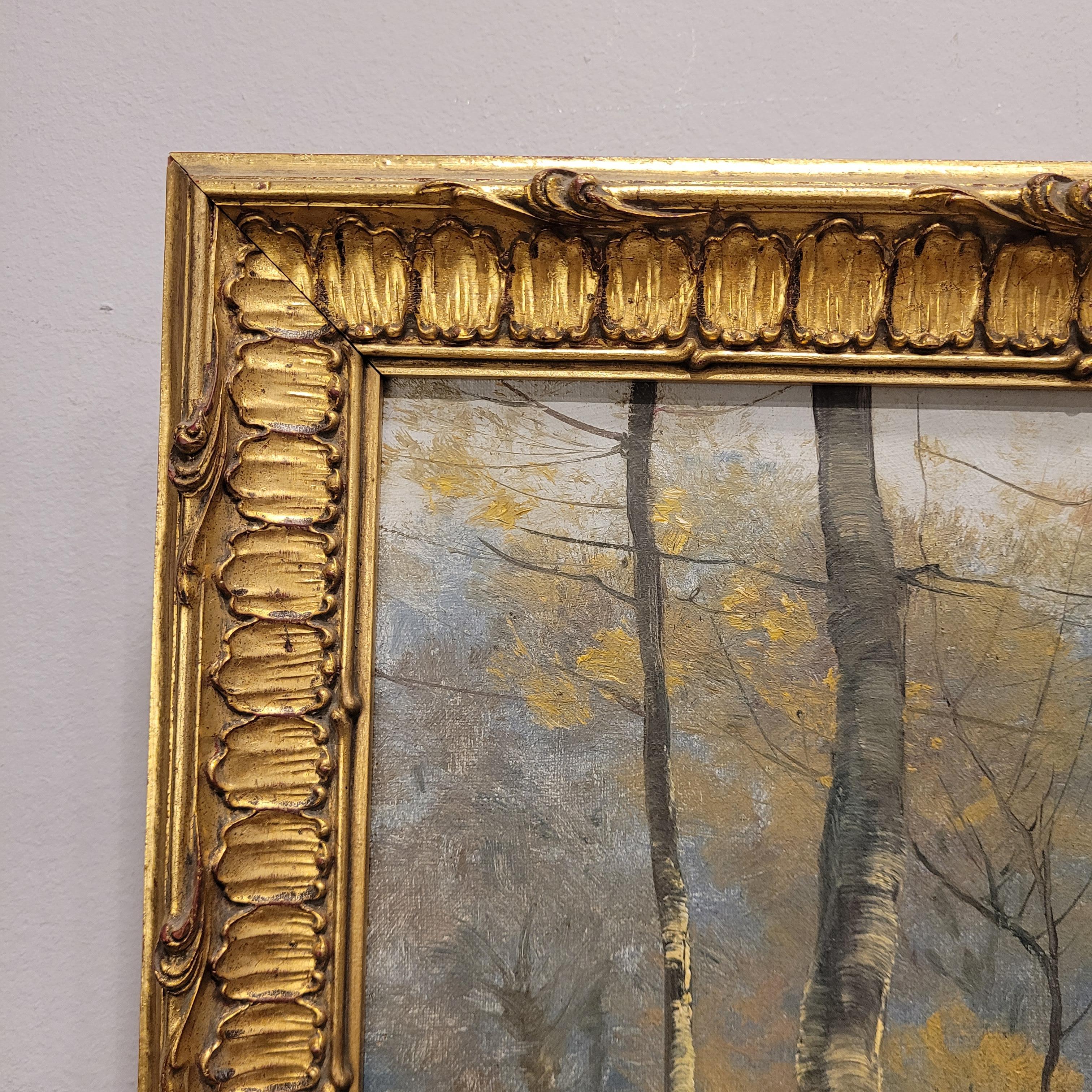 Pittura su tela Hunter by the river at dawn di M. I. Francia in vendita 7
