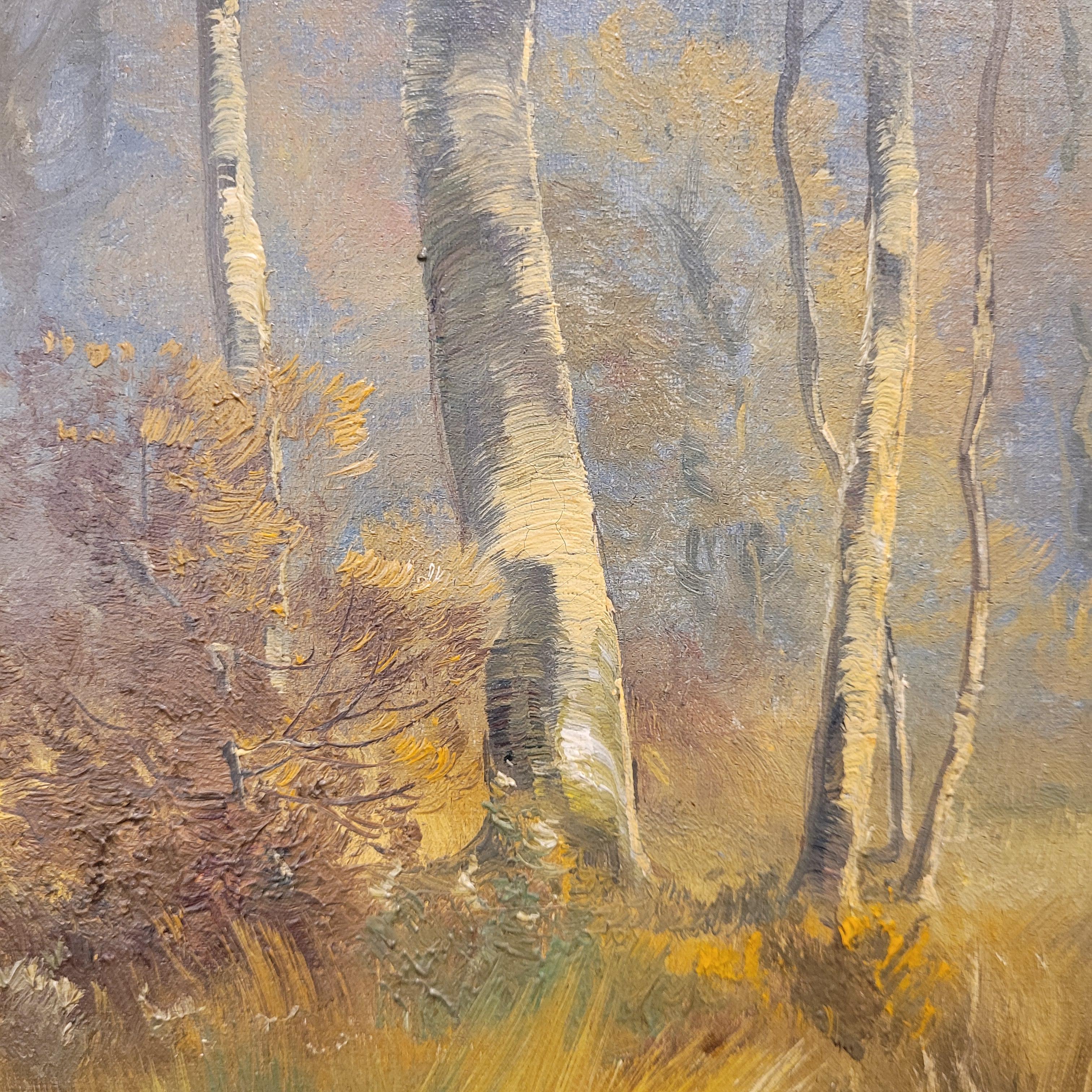 Pittura su tela Hunter by the river at dawn di M. I. Francia in vendita 10