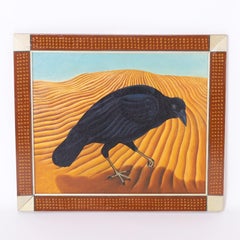 Used Painting on Canvas of a Crow