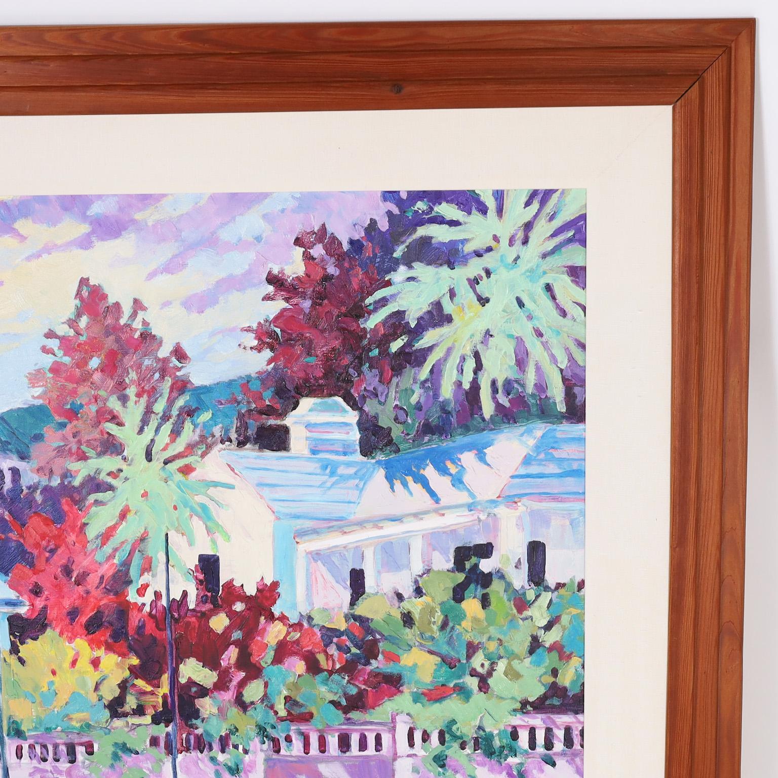 Pintura sobre lienzo de una escena tropical - Painting Otro estilo de arte de Unknown