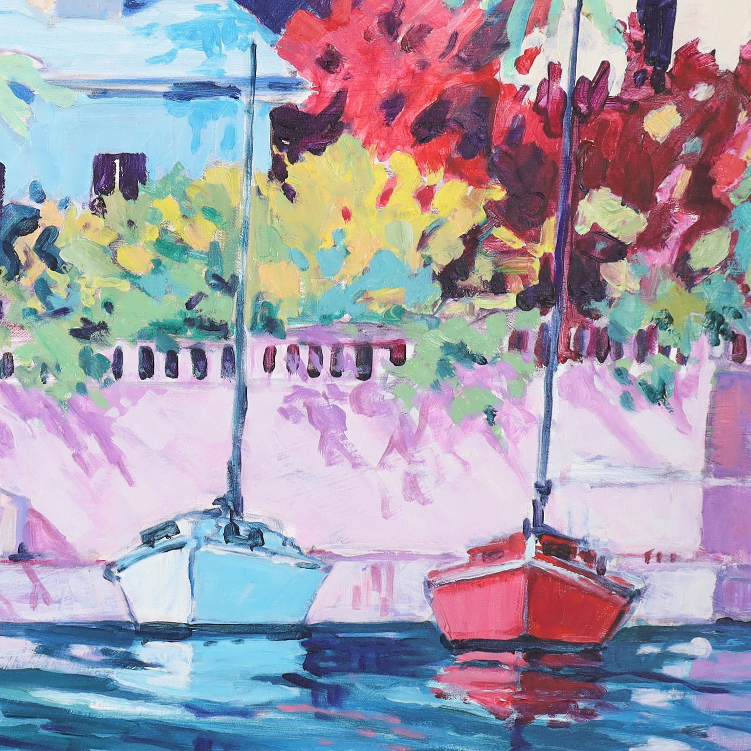 Pintura sobre lienzo de una escena tropical en venta 1
