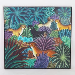 Painting on Canvas of Cats in a Jungle