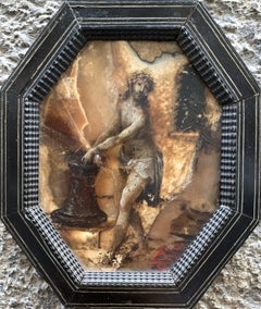Pintura sobre piedra (alabastro), siglo XVII: Cristo en la Columna, Italia.