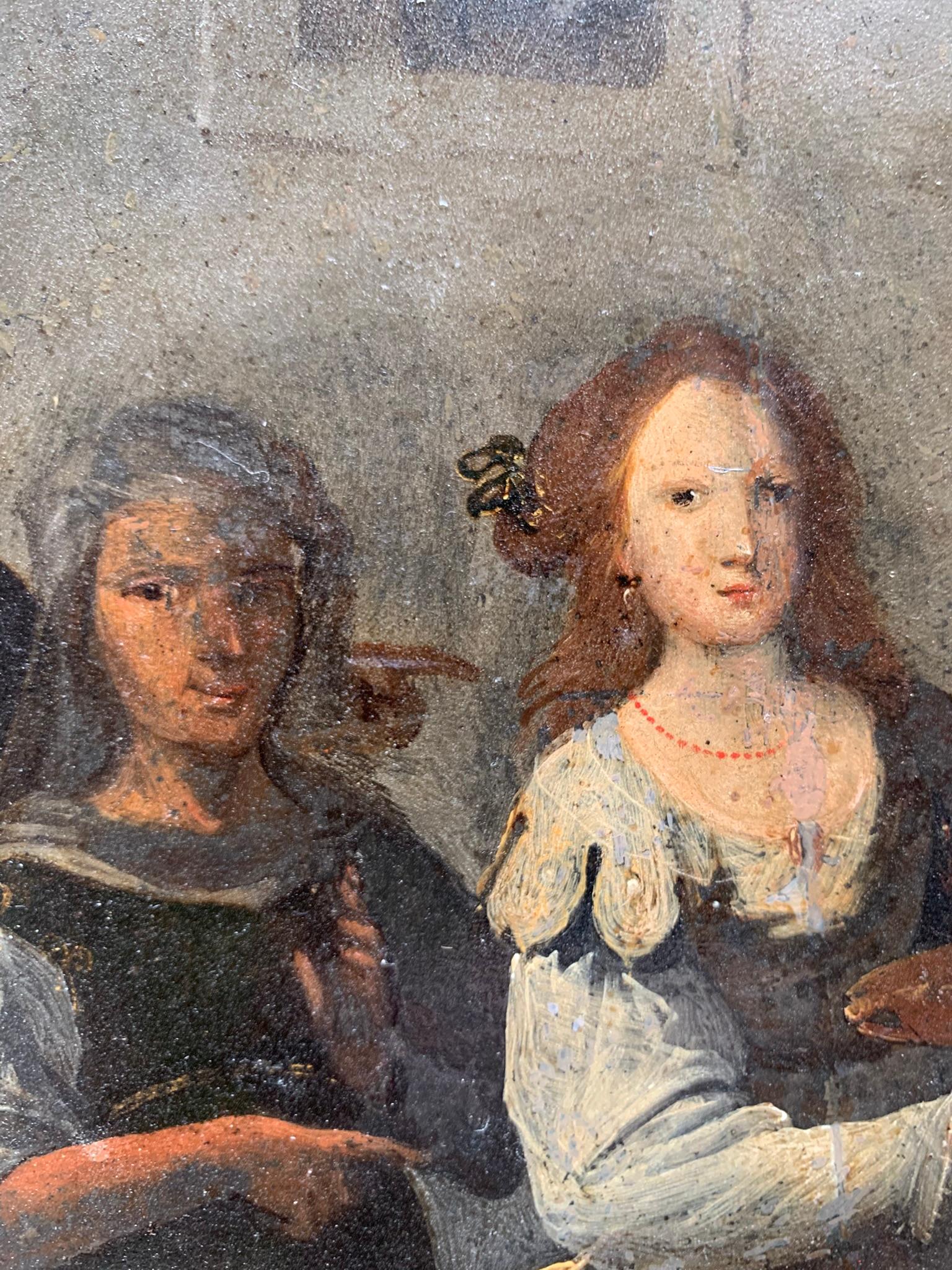 Painting on stone (slate), 17th century: Salome and the Beheading of Saint John in vendita 7