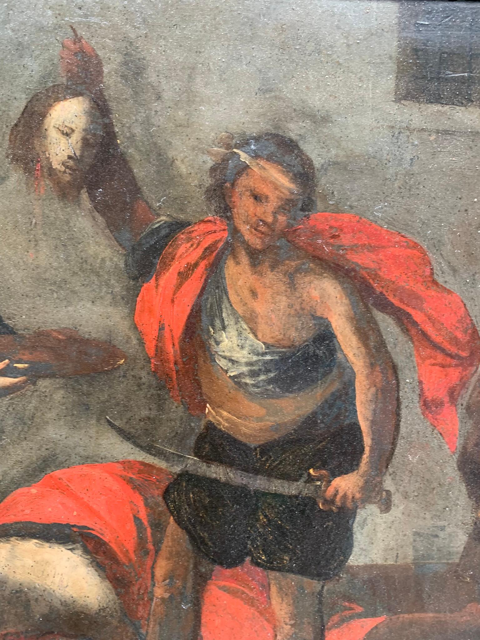 Painting on stone (slate), 17th century: Salome and the Beheading of Saint John in vendita 12