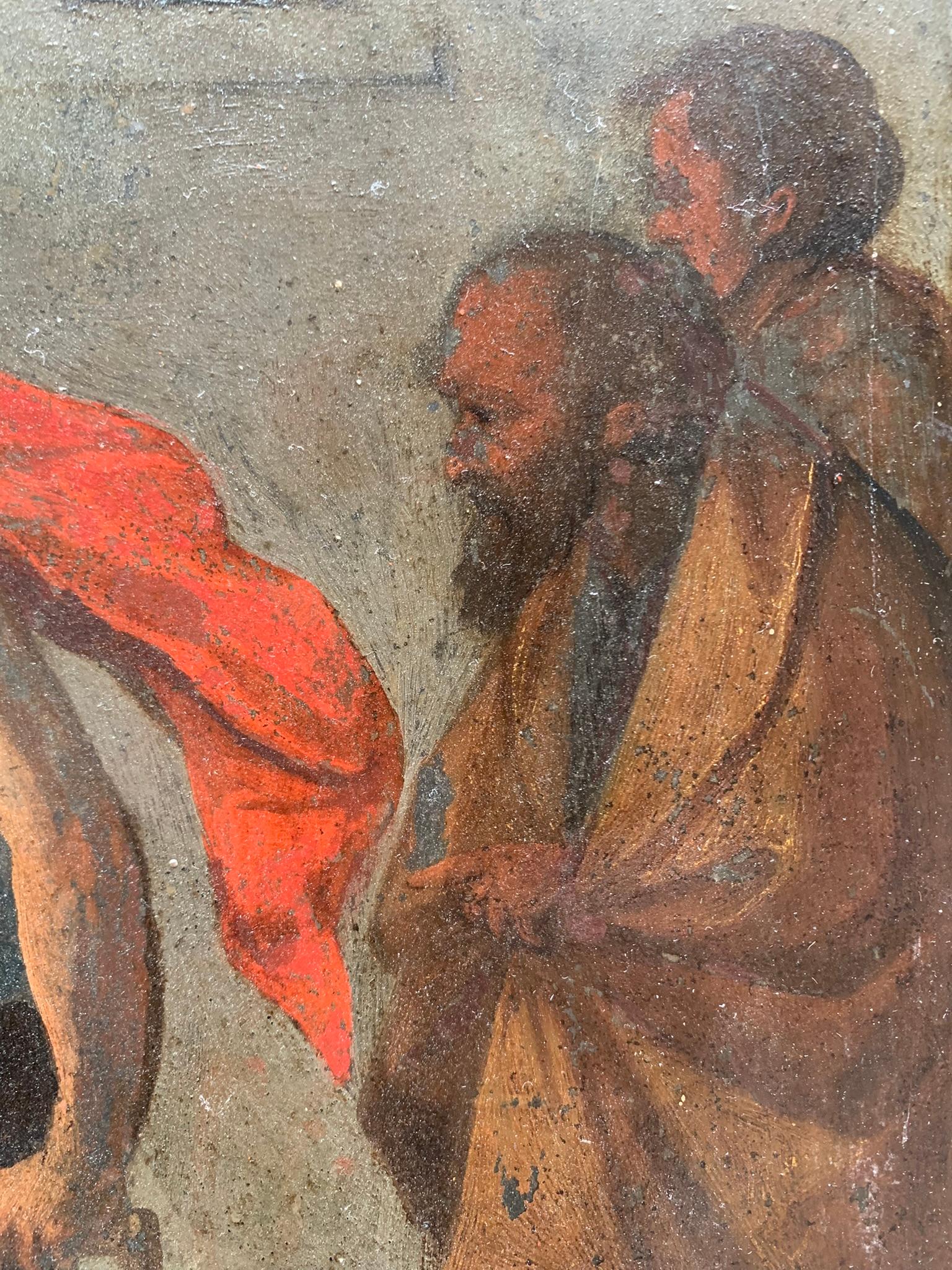 Painting on stone (slate), 17th century: Salome and the Beheading of Saint John in vendita 13