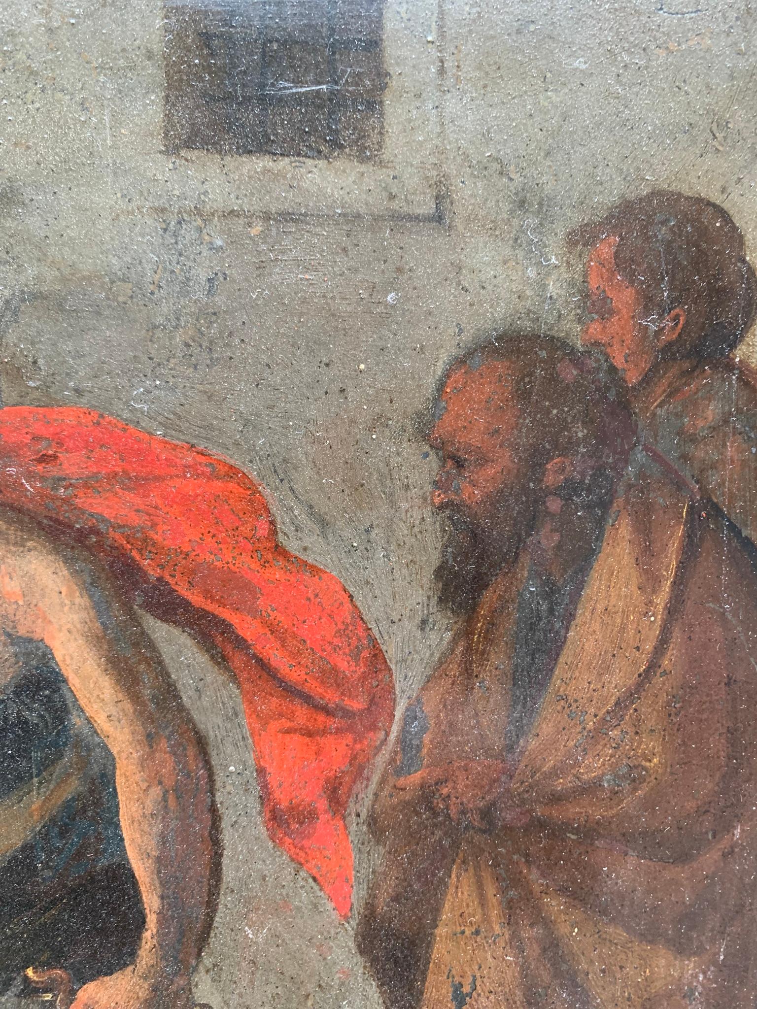 Painting on stone (slate), 17th century: Salome and the Beheading of Saint John in vendita 4