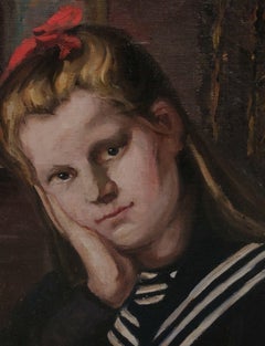 Vintage Painting Portait of a young Girl