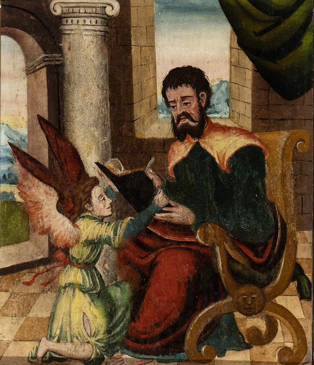 Painting Spanish School of The XVI Oil on Board of Portrait Of  4 Evangelists 2