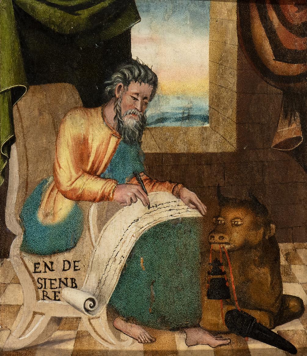 Painting Spanish School of The XVI Oil on Board of Portrait Of  4 Evangelists 4