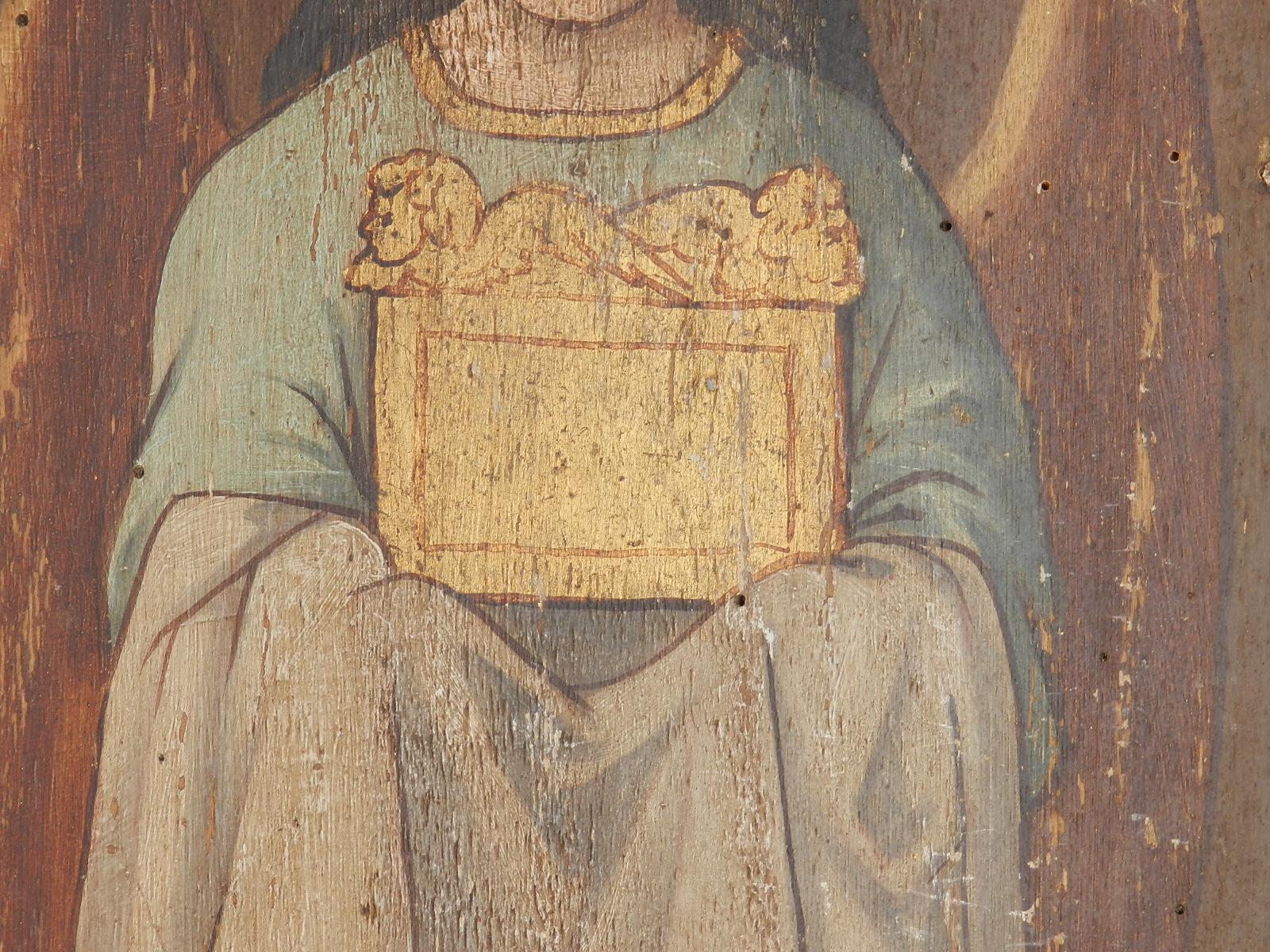 Paar Gemälde Engel auf Holztafeln:: 18. Jahrhundert:: naive französische Provinzialkirche:: 18. Jahrhundert 5