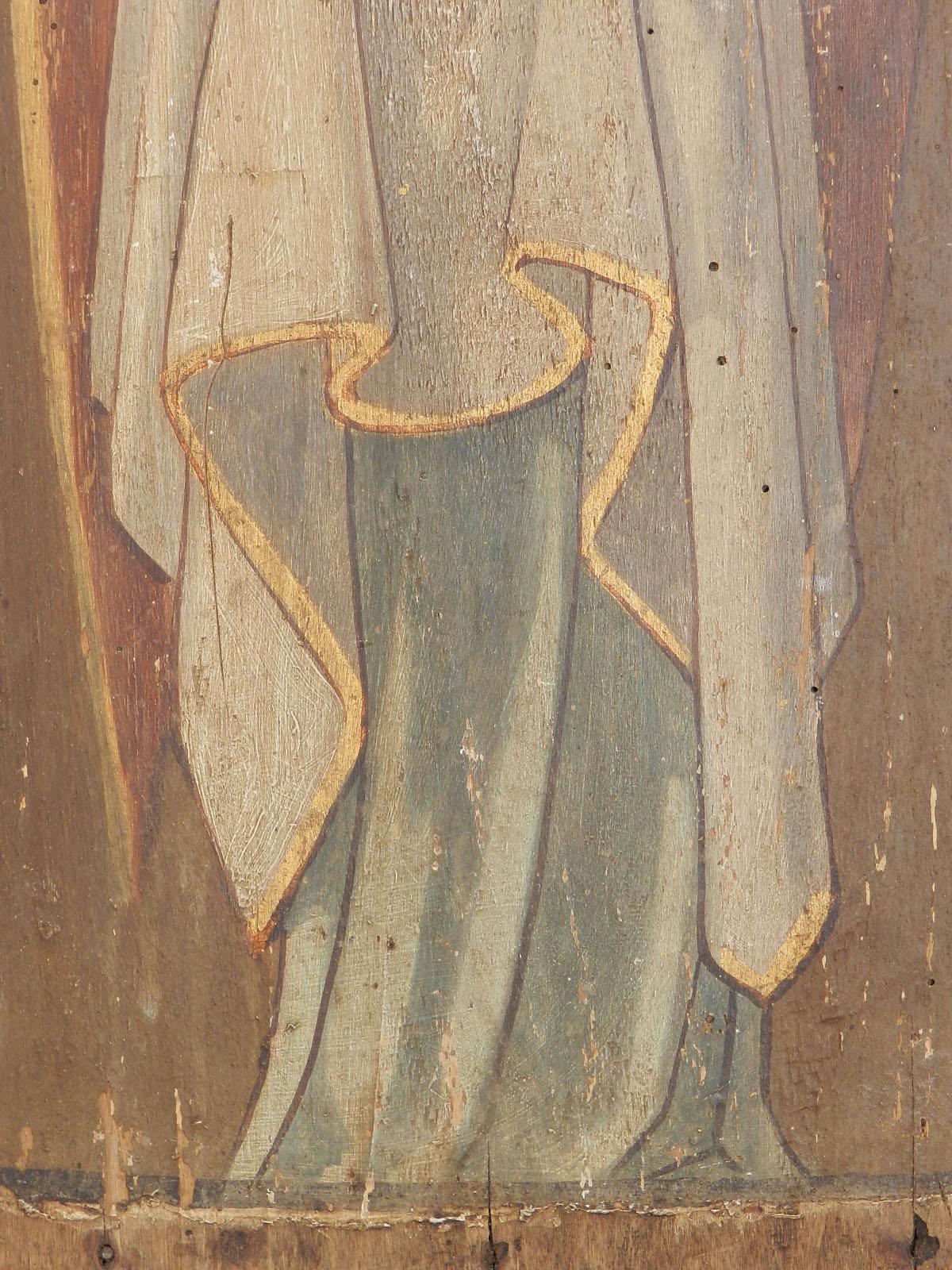 Paar Gemälde Engel auf Holztafeln:: 18. Jahrhundert:: naive französische Provinzialkirche:: 18. Jahrhundert 4