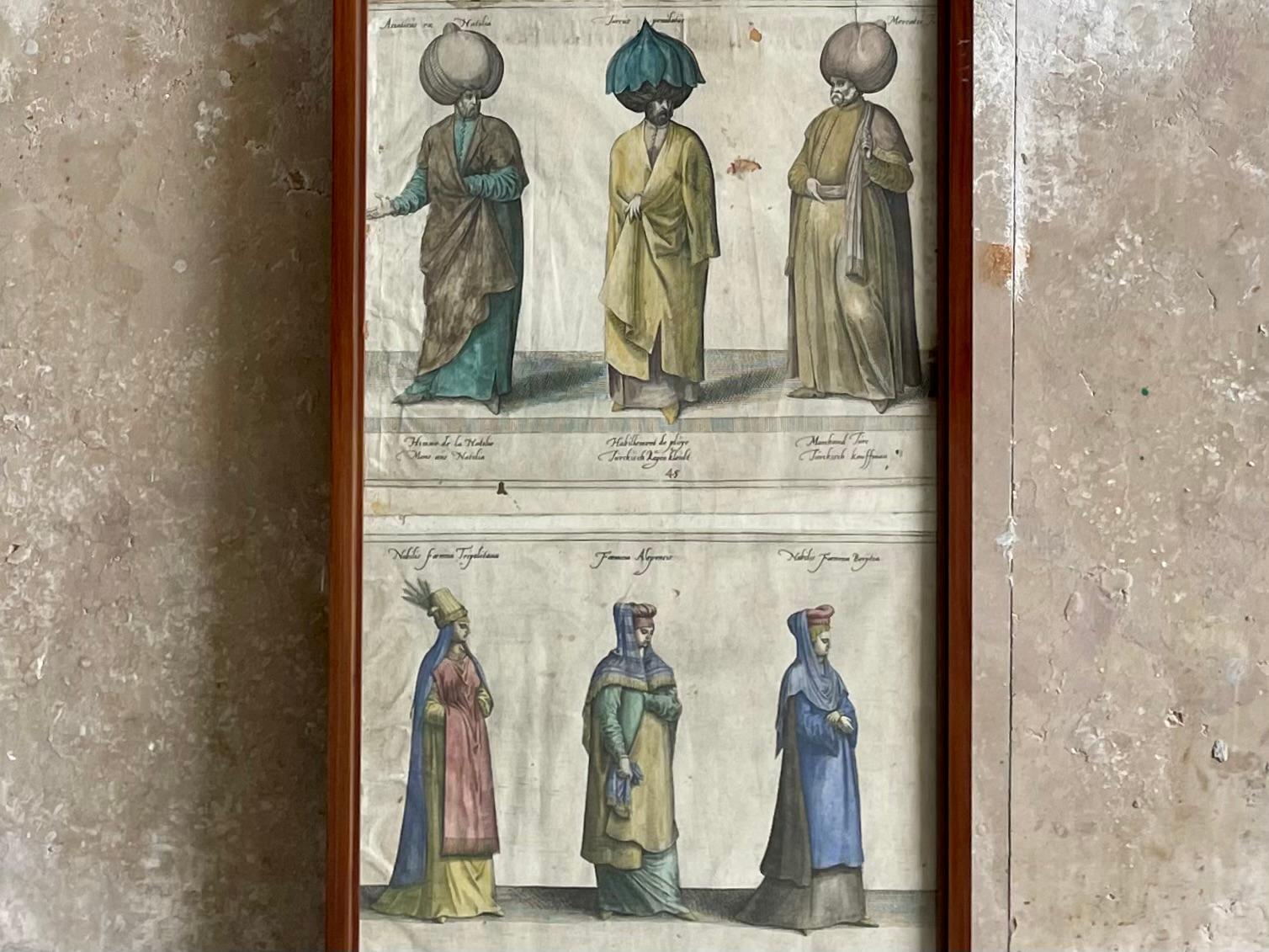 Coppia di incisioni antiche incorniciate di personaggi ottomani 8