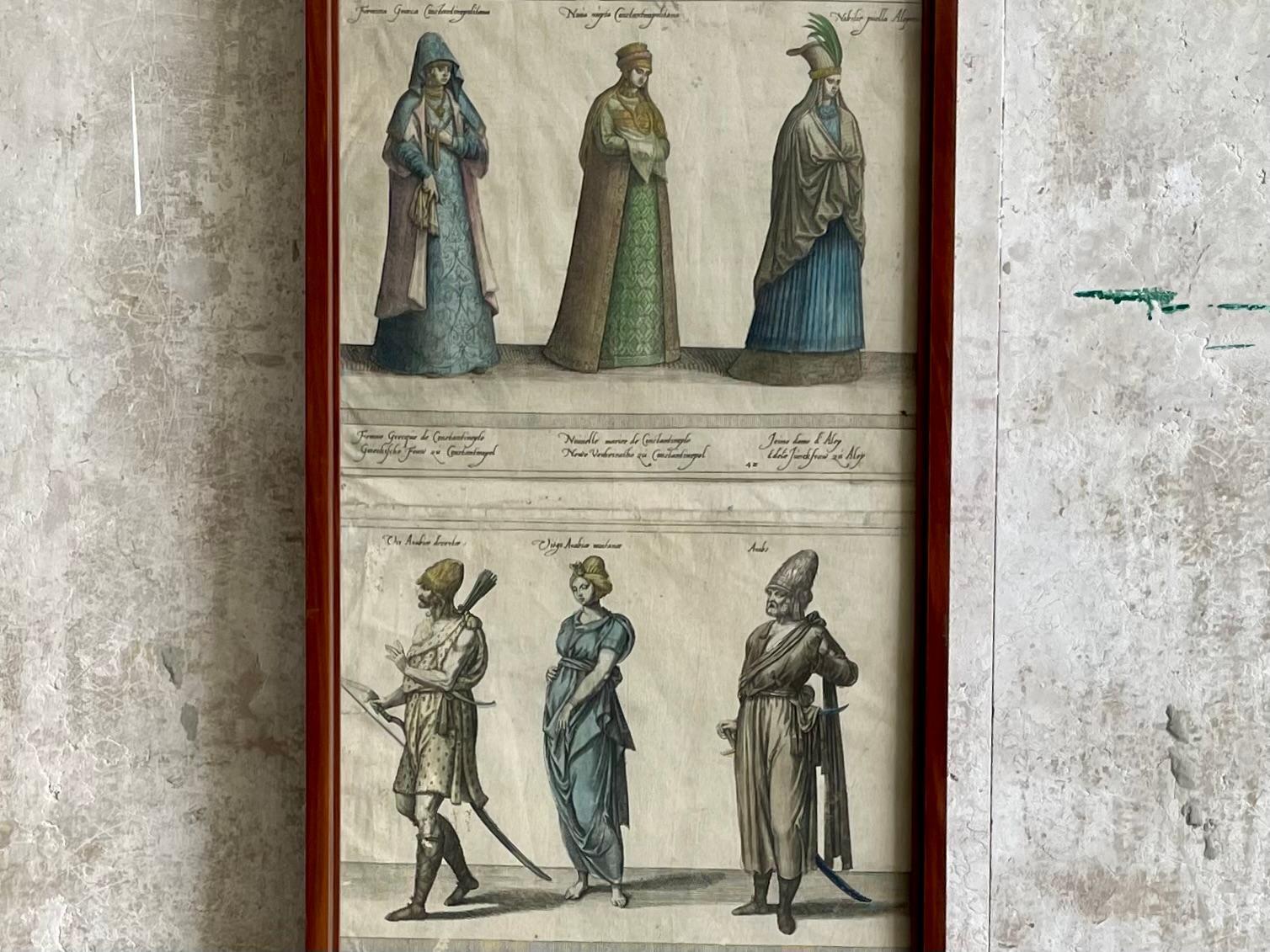 Coppia di incisioni antiche incorniciate di personaggi ottomani 9