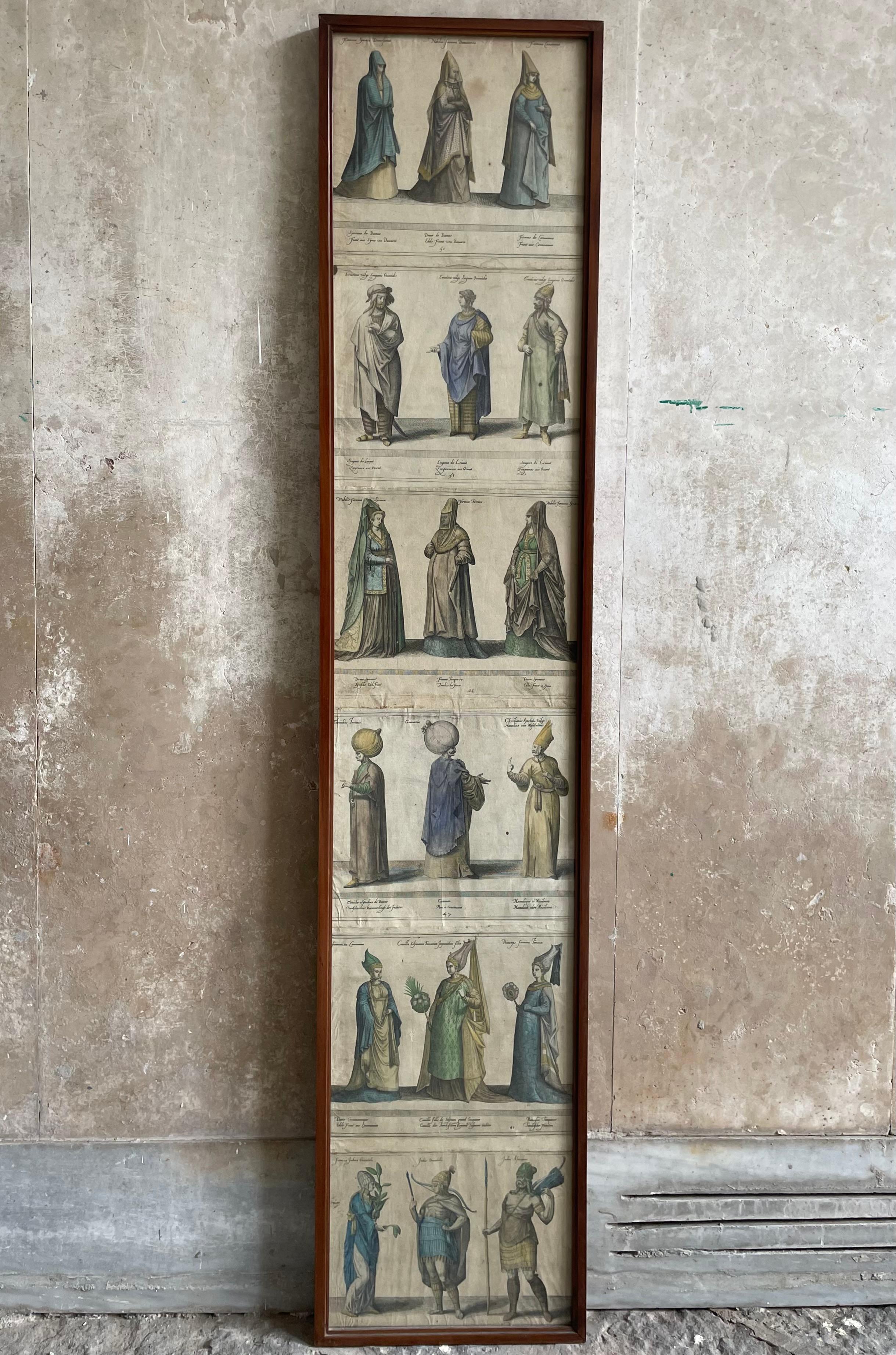 Set di 12 incisioni antiche colorate a mano che ritraggono 36 diversi personaggi di origine ottomana e orientale spettacolarmente abbigliati con abiti e copricapi caratteristici. Un assemblaggio storico e artistico davvero fantastico
di individui di