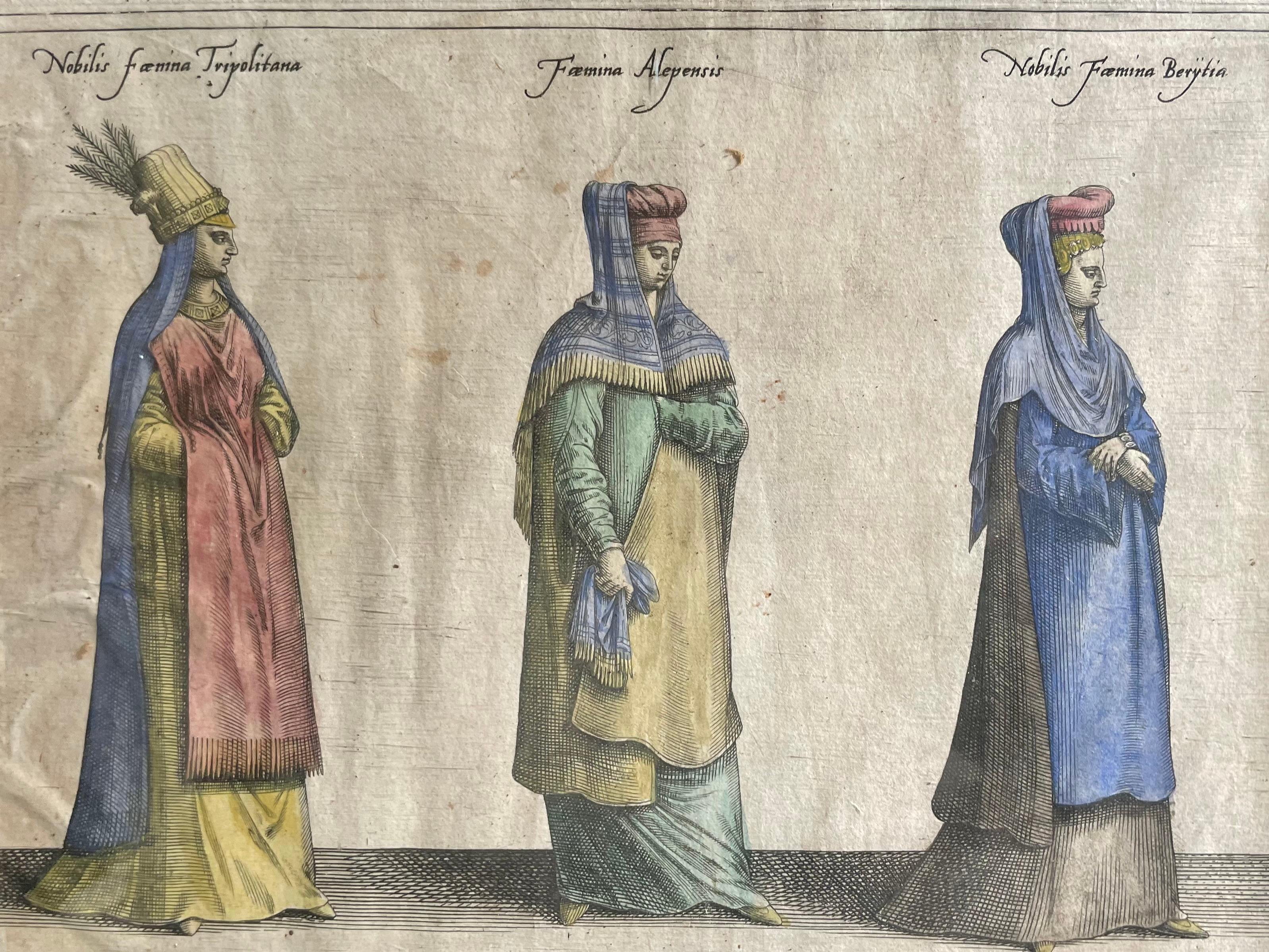 Coppia di incisioni antiche incorniciate di personaggi ottomani 2