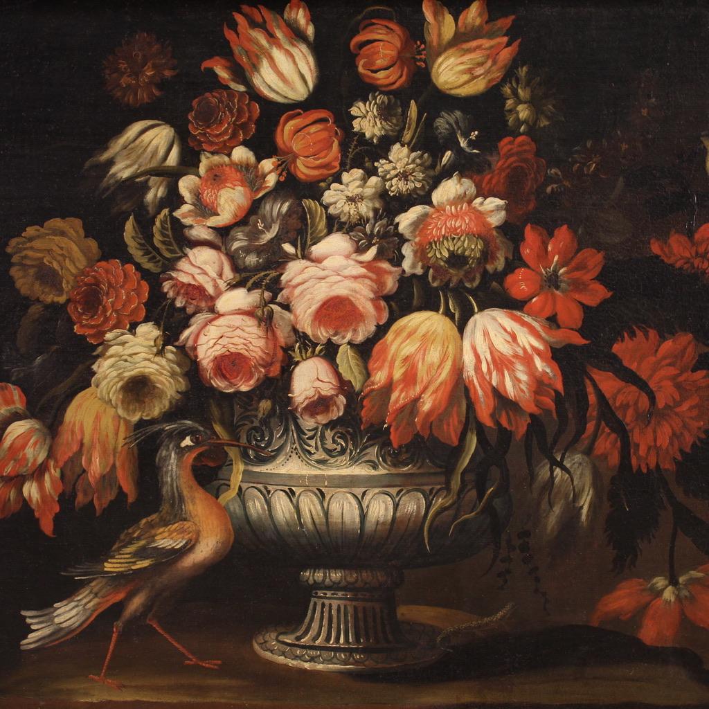 Paire de natures mortes à l'huile sur toile de l'école lombarde du 17e siècle, 1680 en vente 8